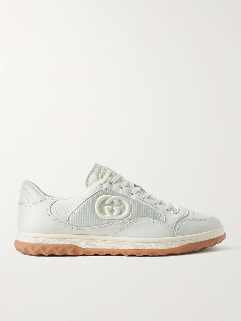 Mac80 Logo-Embroidered Leather and Mesh Sneakers - 1