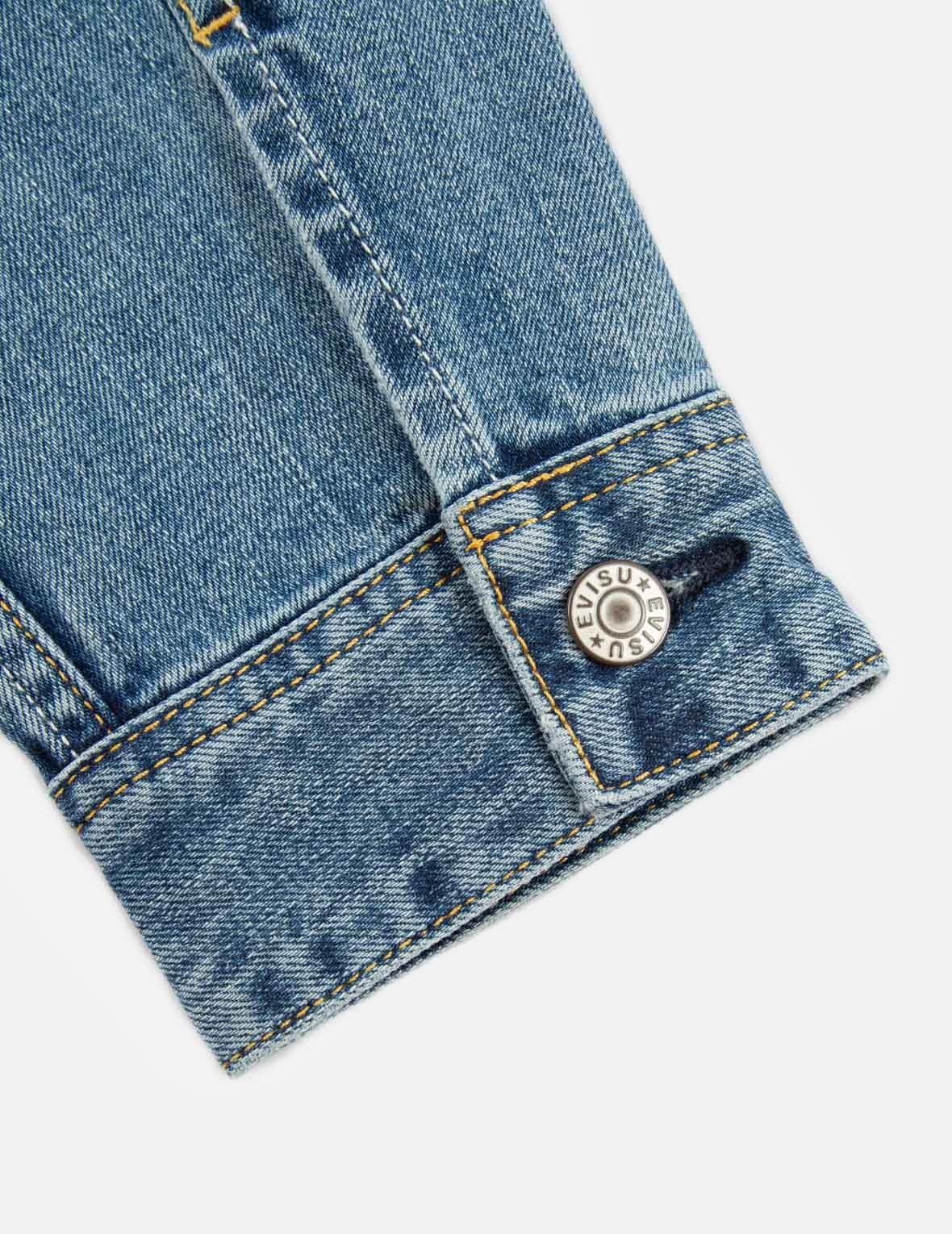 Deconstructed Kamon Print Denim Jacket - 14