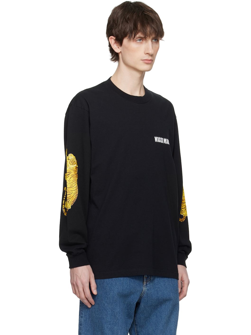 Black Washed Crew Neck Longsleeve T-shirt - 2