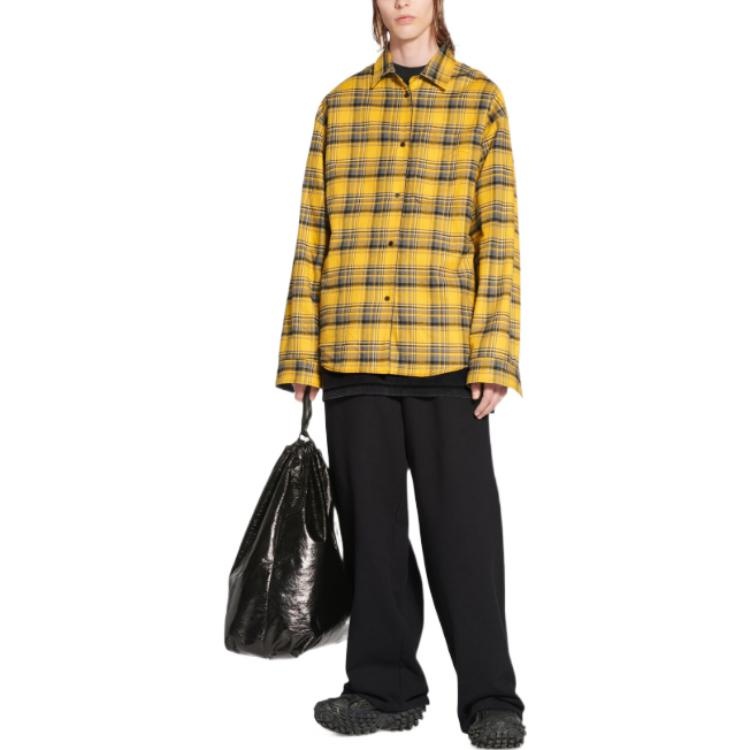 Balenciaga Reversible Oversized Check Overshirt 'Yellow Blue' 720105TNM277660 - 4