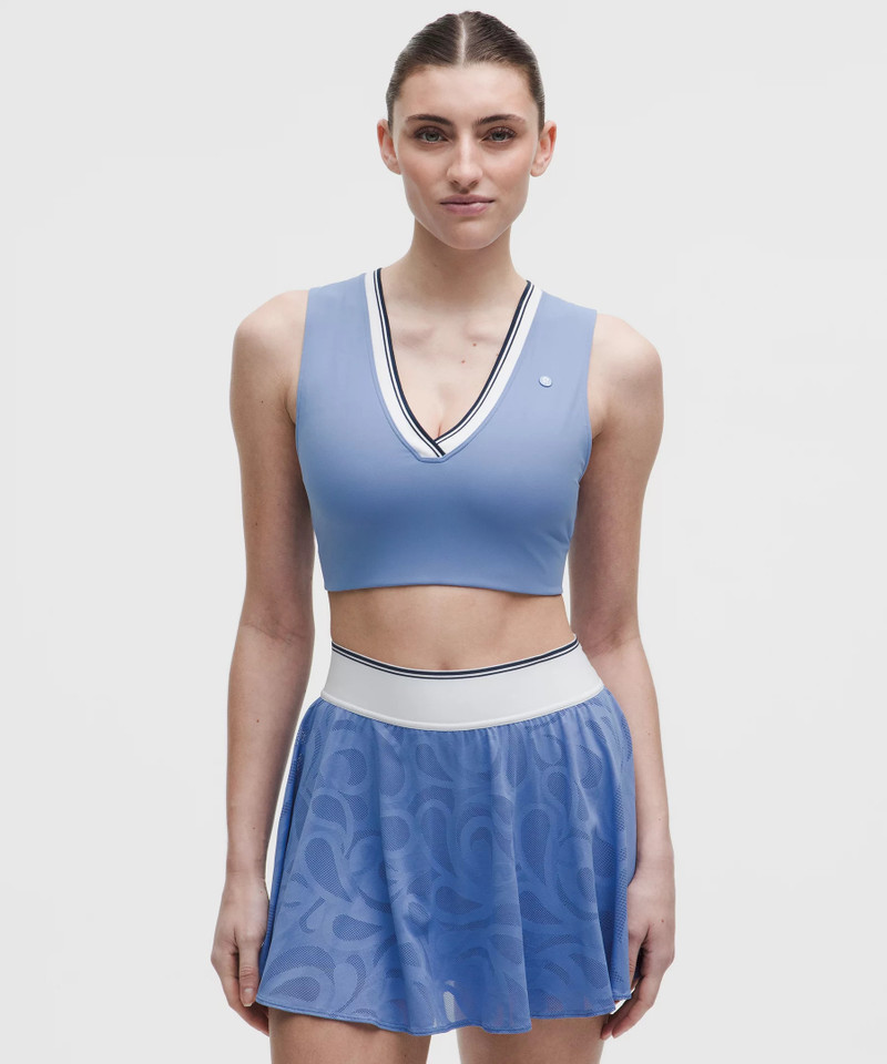 Paisley Mesh-Back V-Neck Longline Tennis Bra *Medium Support, B/C Cup 1