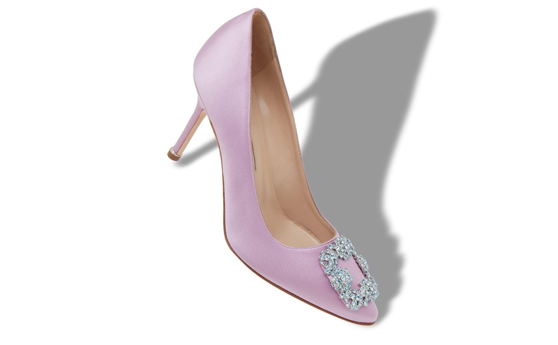 Light Purple Satin Jewel Buckle Pumps - 2