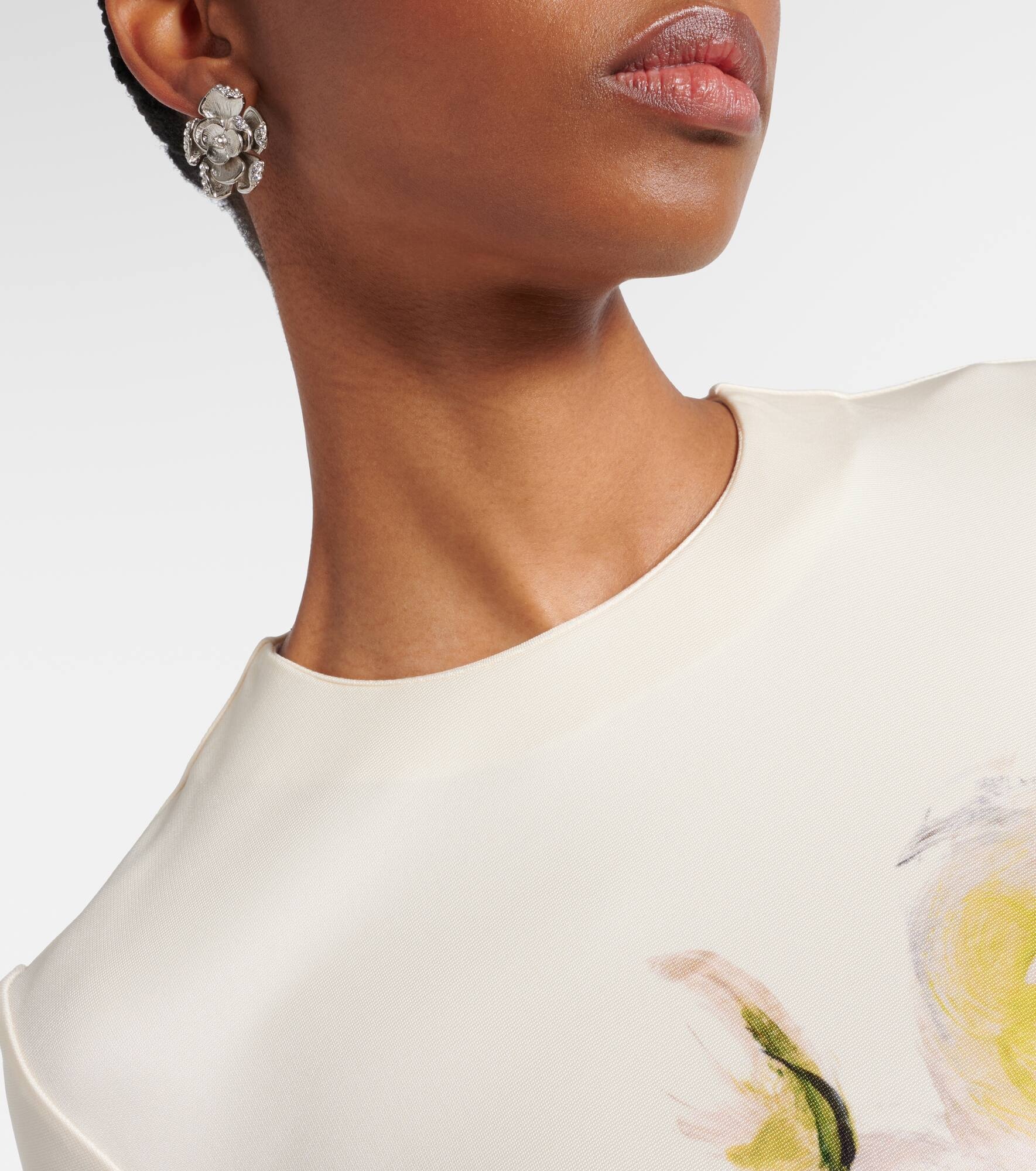Small floral crystal-embellished earrings - 6