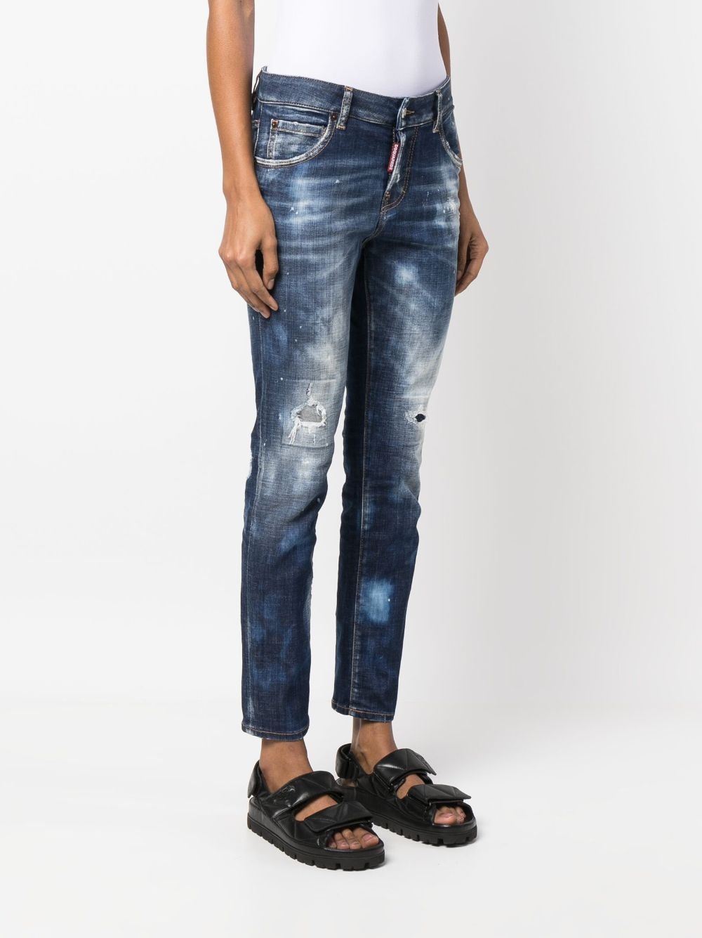 distressed-effect cropped jeans - 3