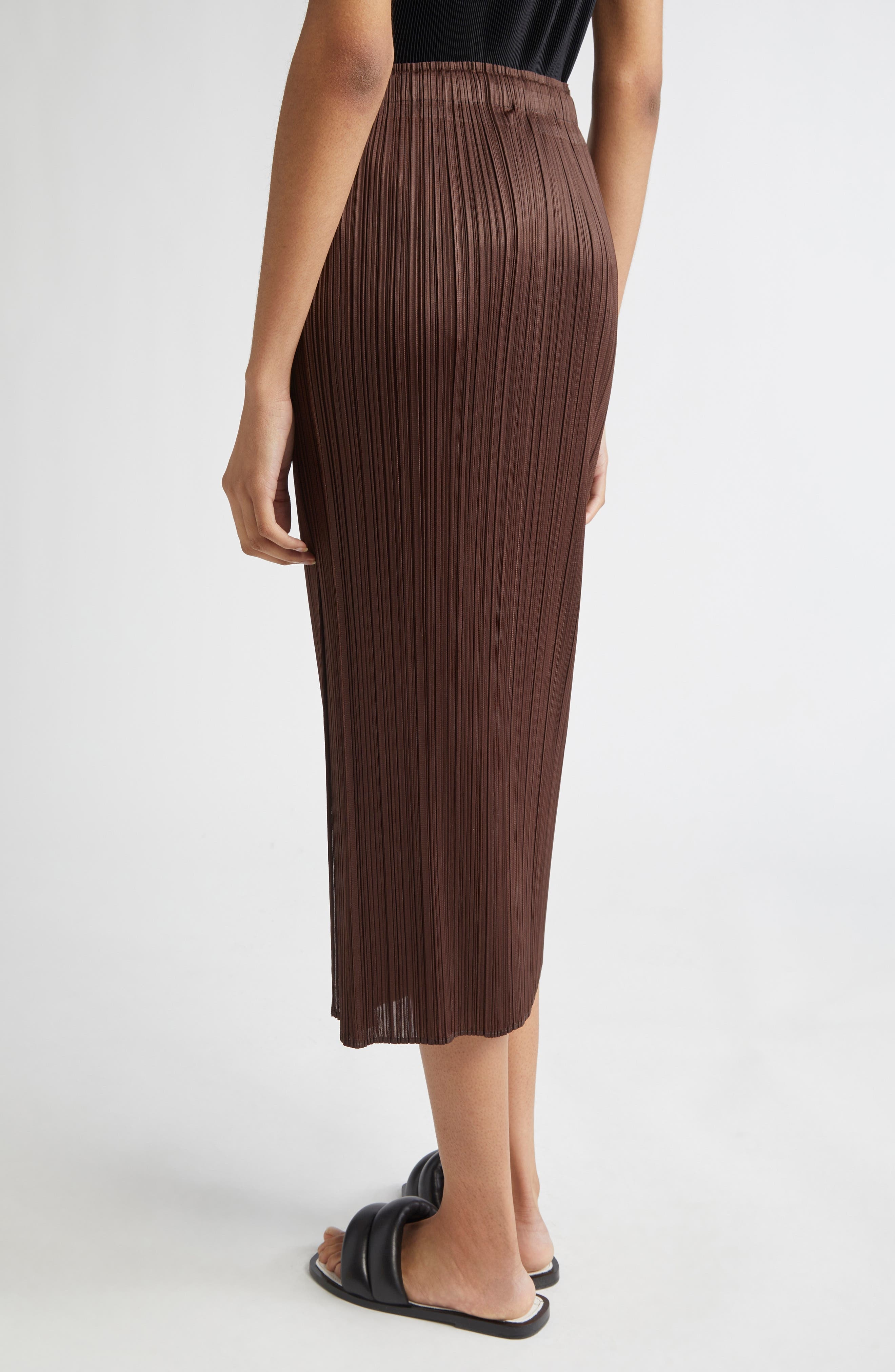 Pleats Please Issey Miyake Monthly Colors March Pleated Midi Skirt in Dark Brown at Nordstrom - 2