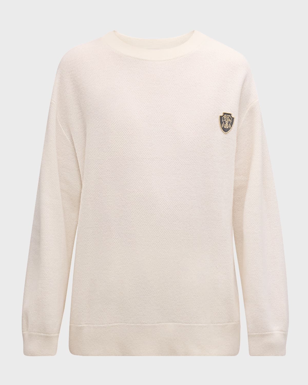 Solomeo Crest Cashmere Pique Knit Sweater - 1