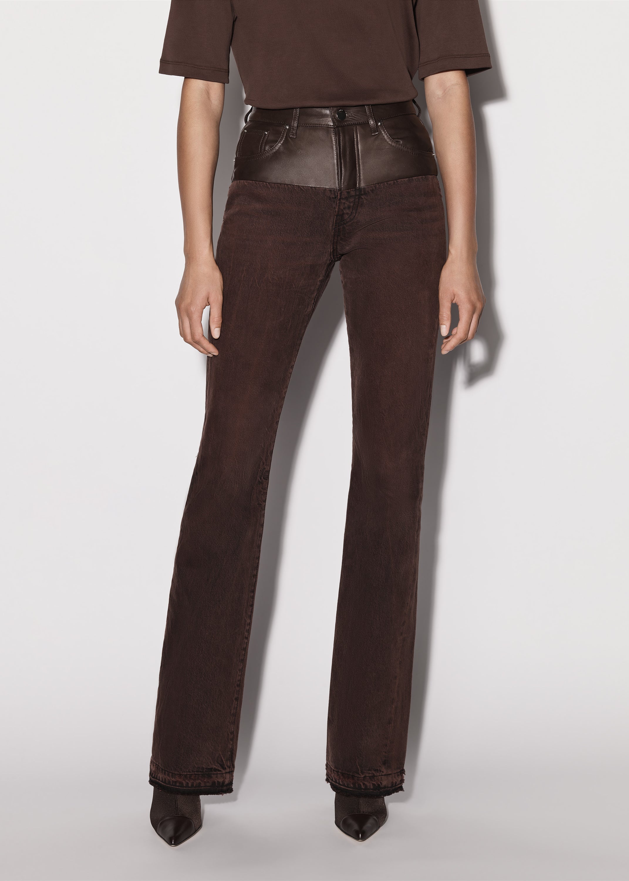 LEATHER HYBRID BOOTLEG JEAN - 3