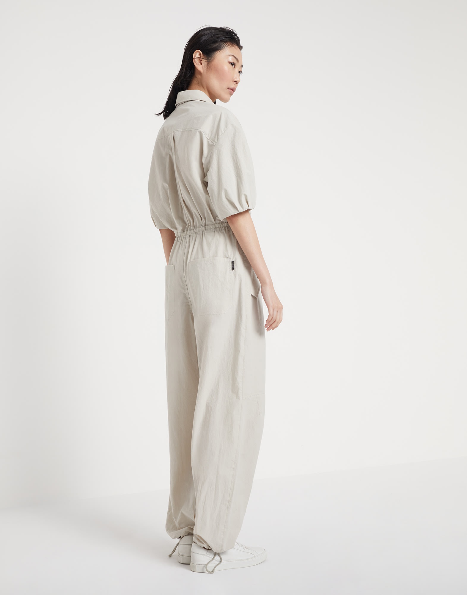 Lightweight wrinkled cotton poplin utility jumpsuit with monili - 2