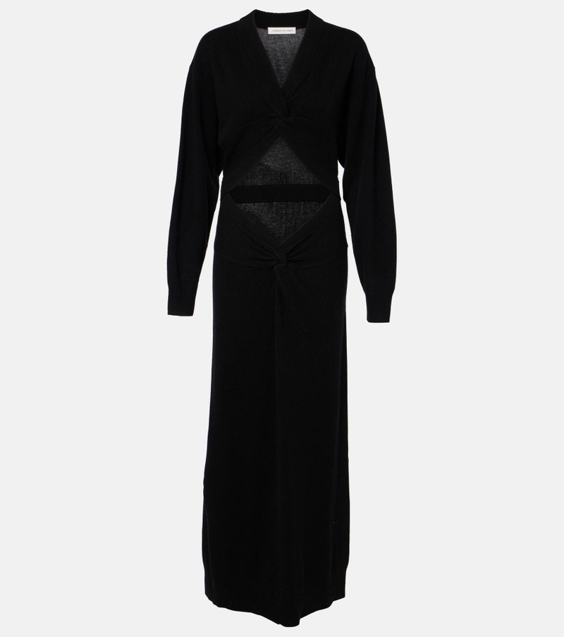Gathered cutout wool and cashmere maxi dress 1