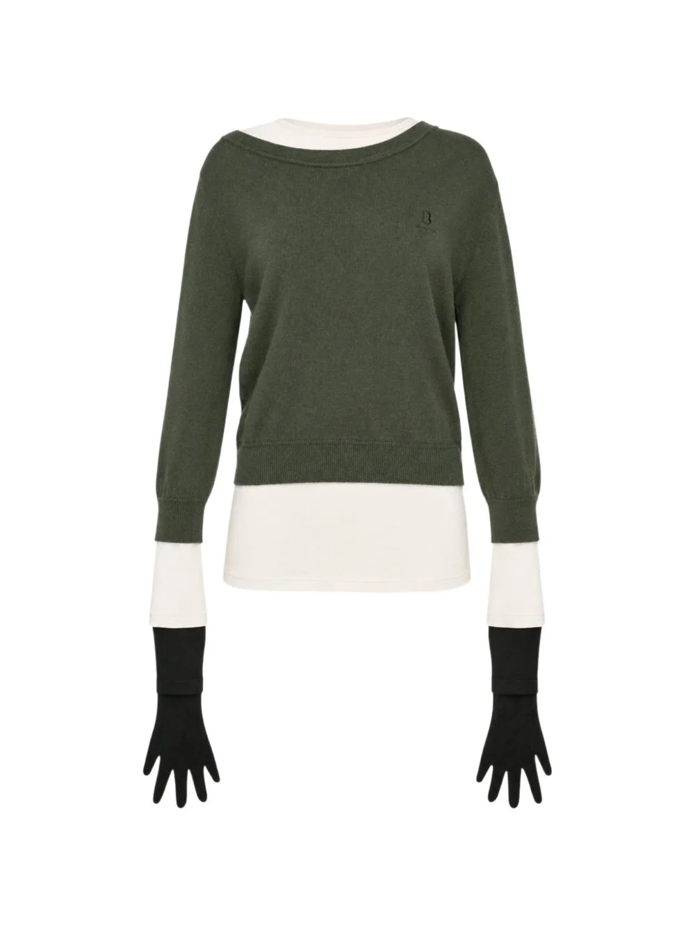 layered glove-detail sweater - 1