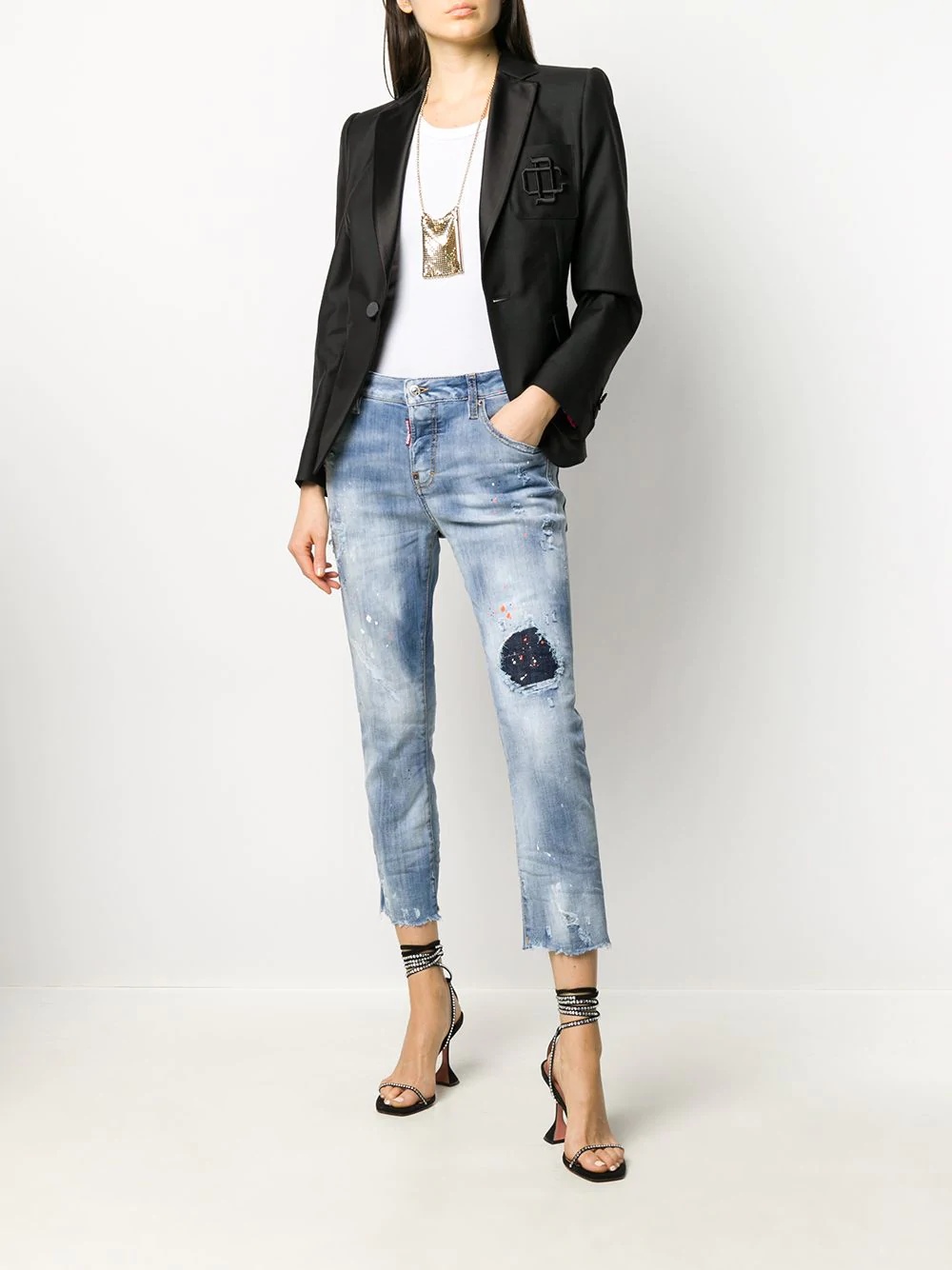 distressed-effect cropped jeans - 2