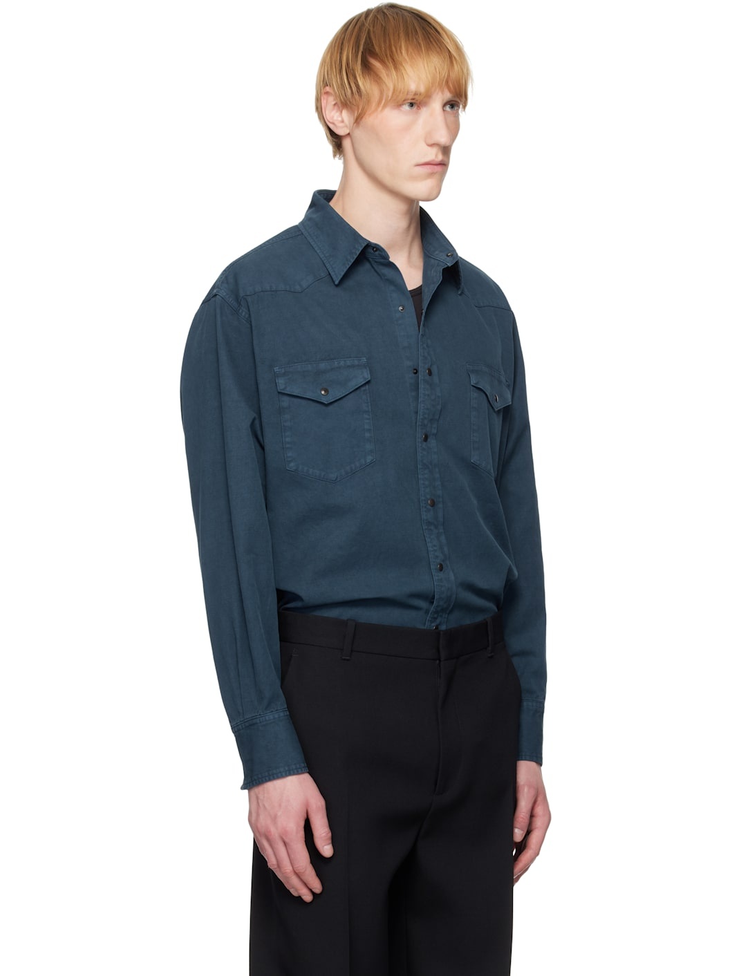 Blue Product Dyed Finx Gabardine Western Shirt - 2