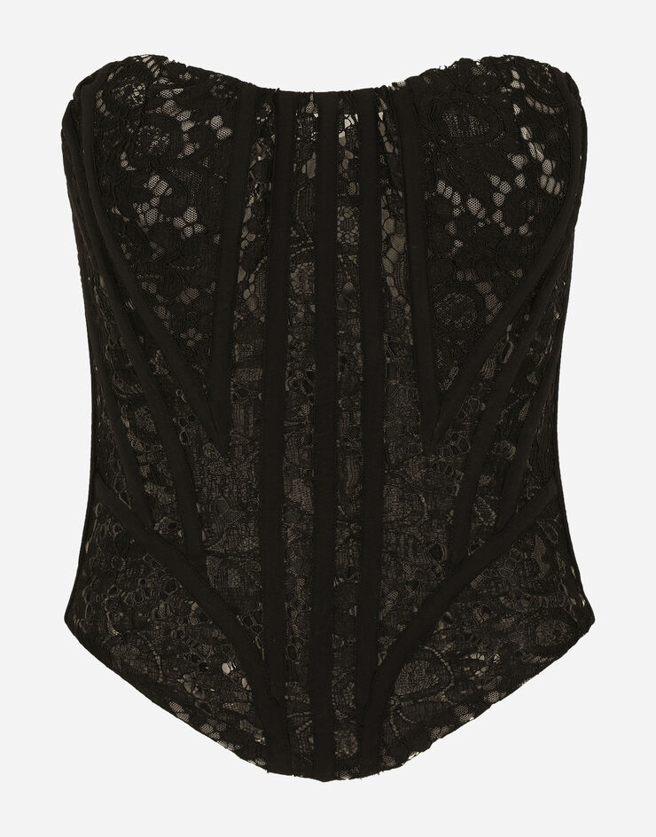 Lace bustier with laces and eyelets - 3