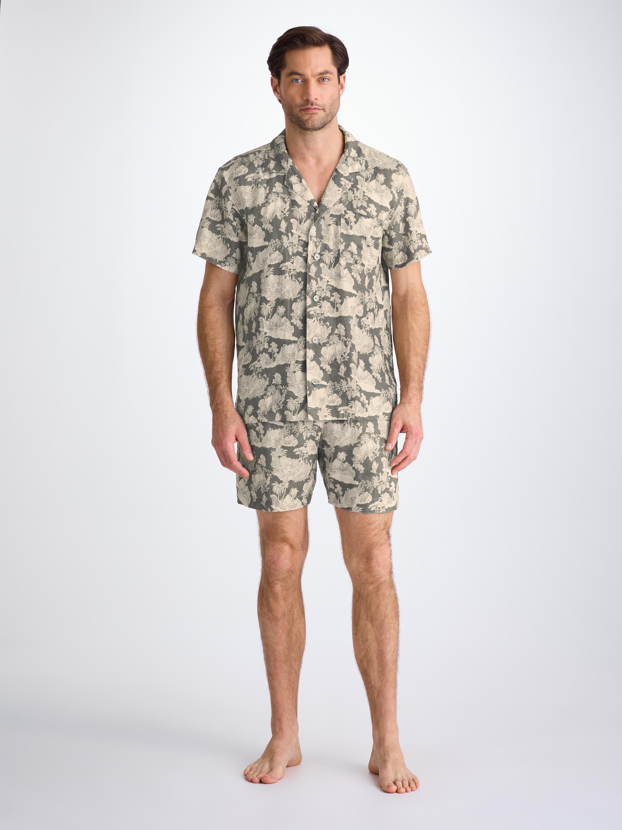 Men's Short Pajamas Milan 26 Linen Khaki - 3