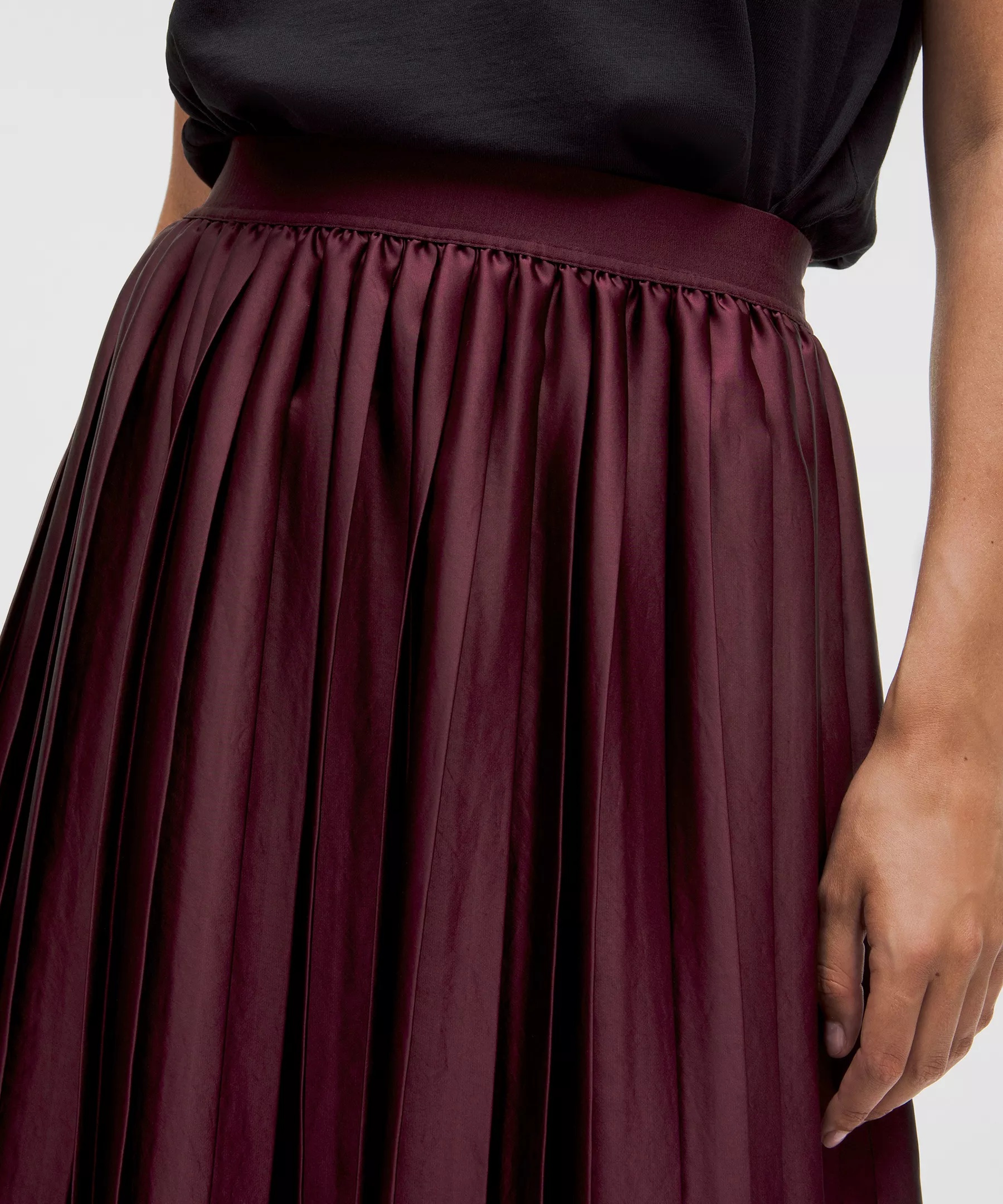 Satin Pleated Midi Skirt - 4