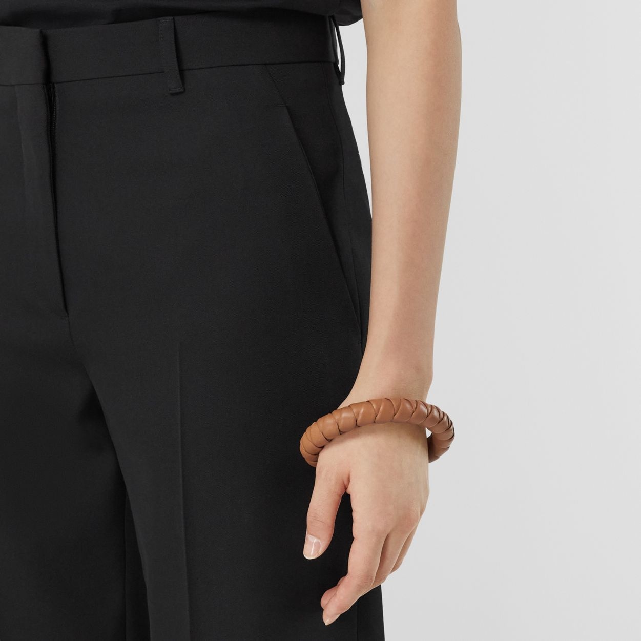 Split Detail Wool Wide-leg Trousers - 3