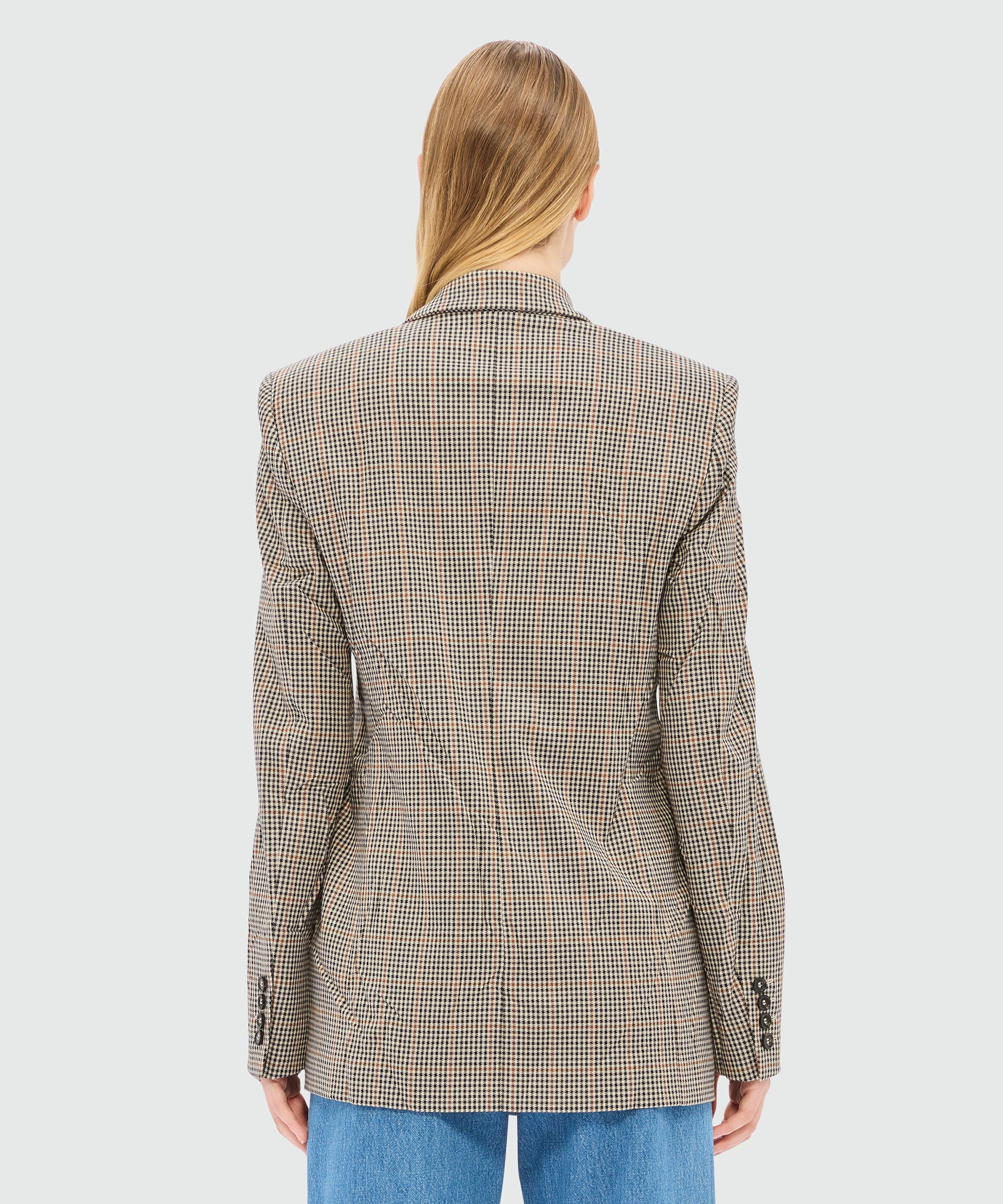 Ivory jacket in micro check with a wrinkled effect - 3