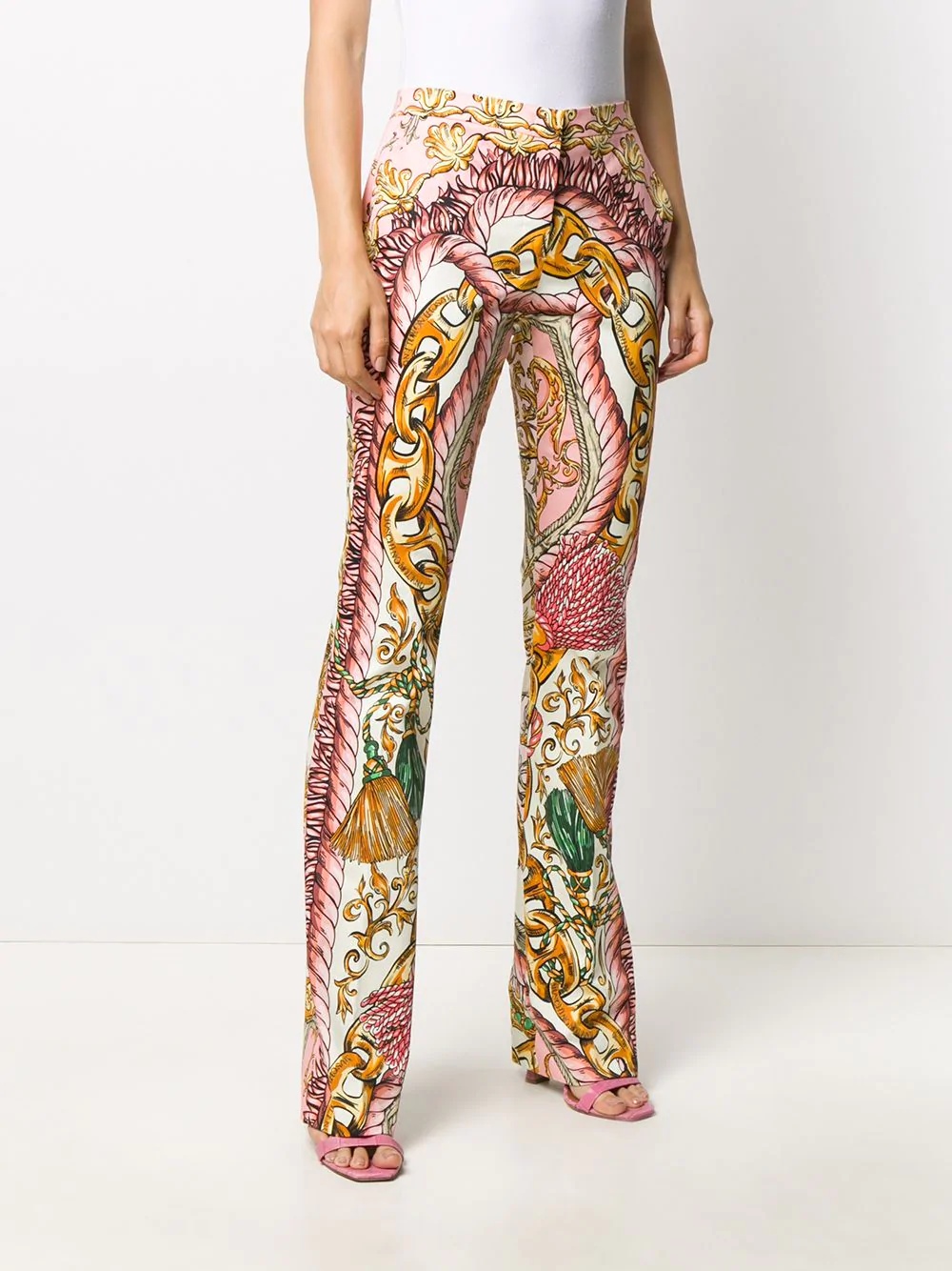 high-waisted graphic-print trousers - 3