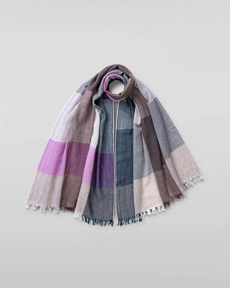 Ethie Natural & Pink Wool Scarf 1
