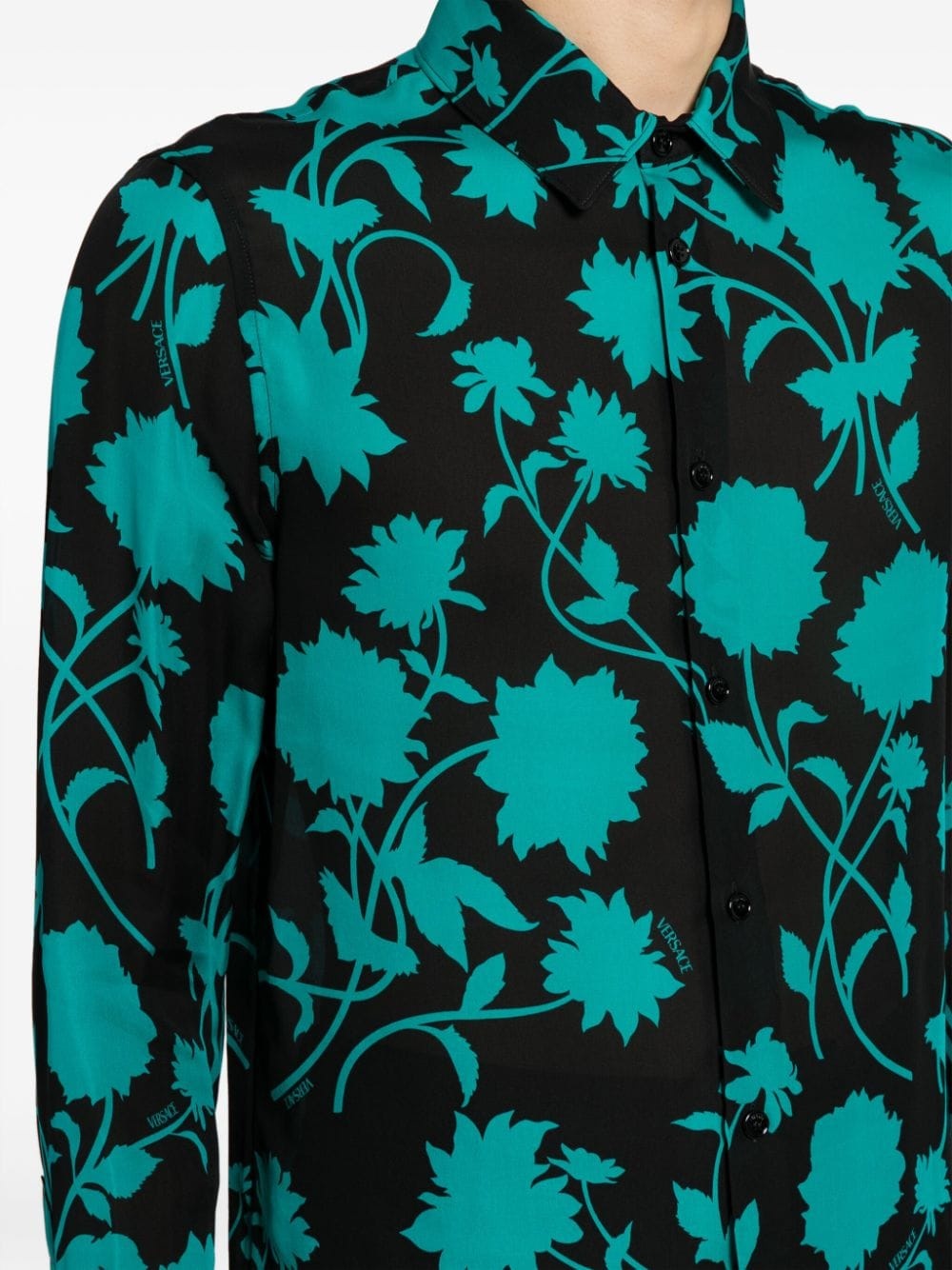 Floral Silhouette-print silk shirt - 5