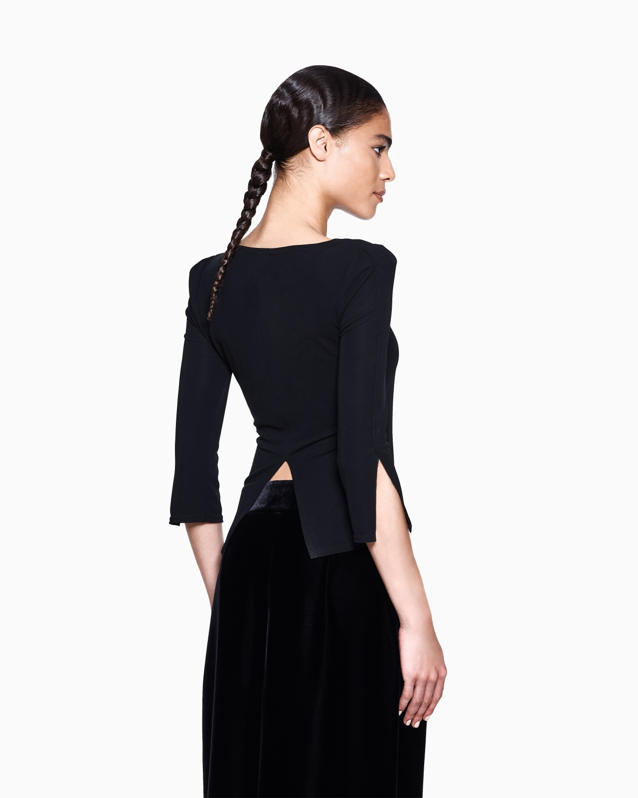 VISCOSE JERSEY JUMPER WITH AN ASYMMETRIC NECKLINE - 3