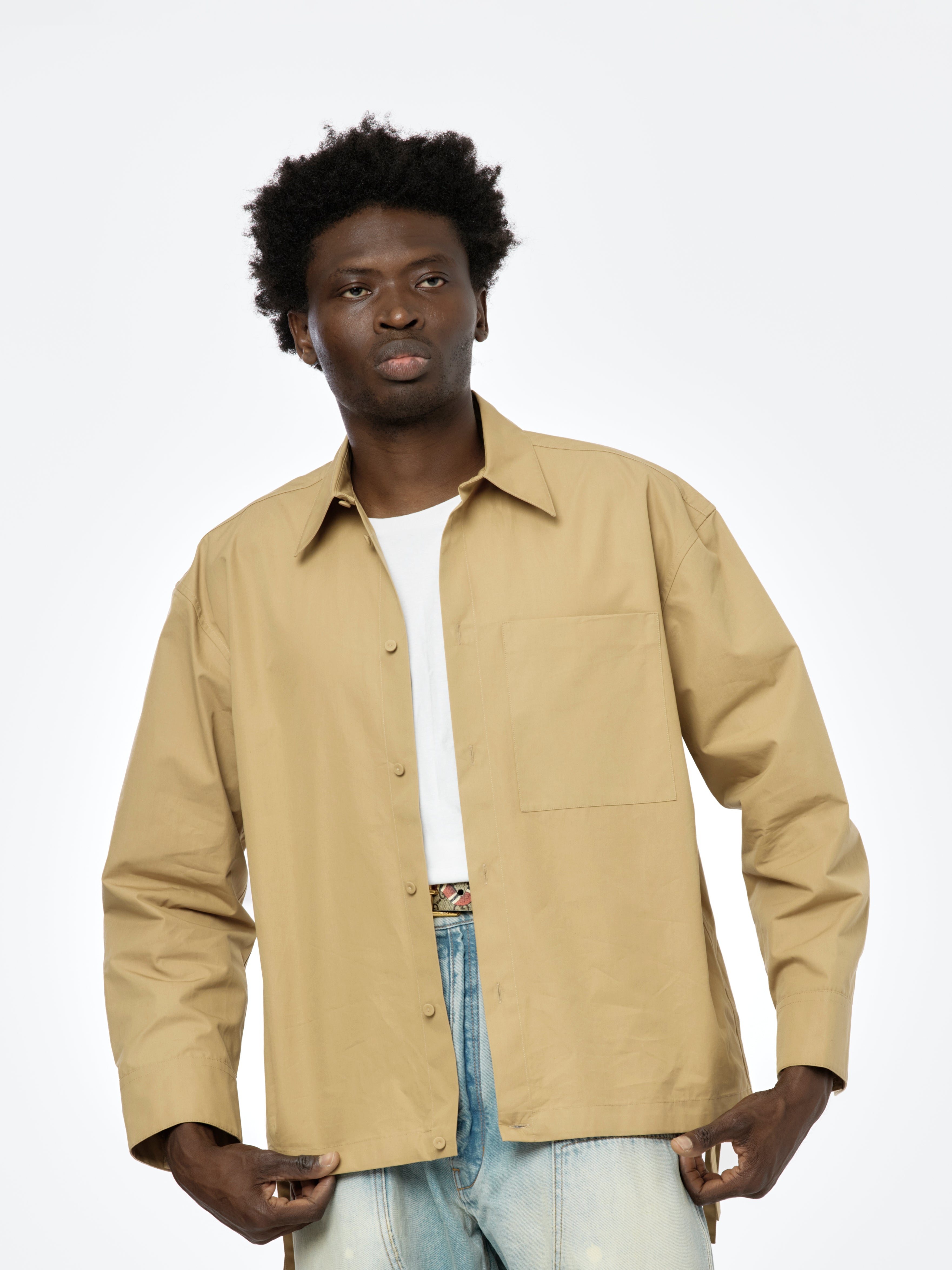 OVERSIZED DRAWSTRING SHIRT (CLAY) - 1