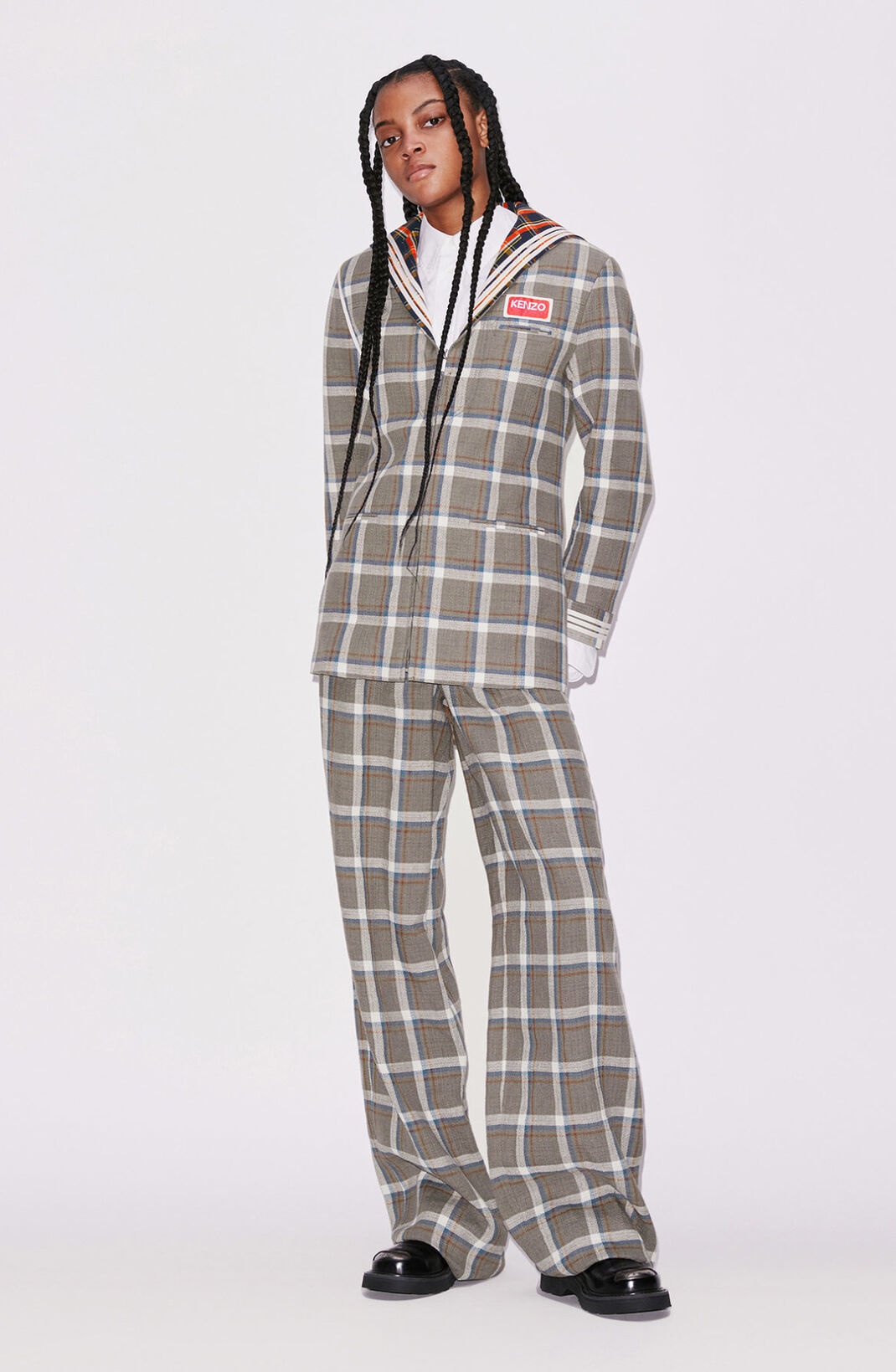 Flared checked trousers - 3