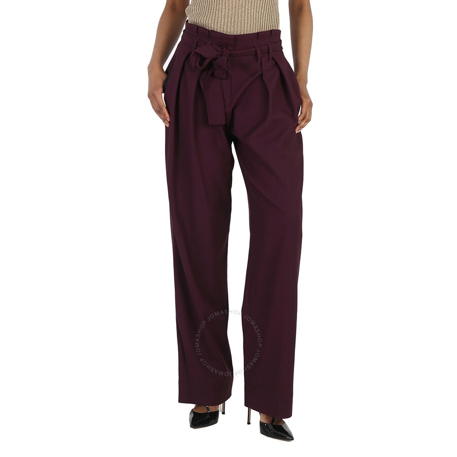 Victoria Beckham Ladies Pants Purple 2 Pleat Tie Pant - 3