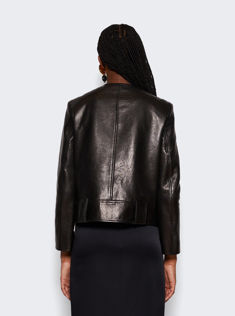 Cropped Laybin Leather Jacket Black - 5