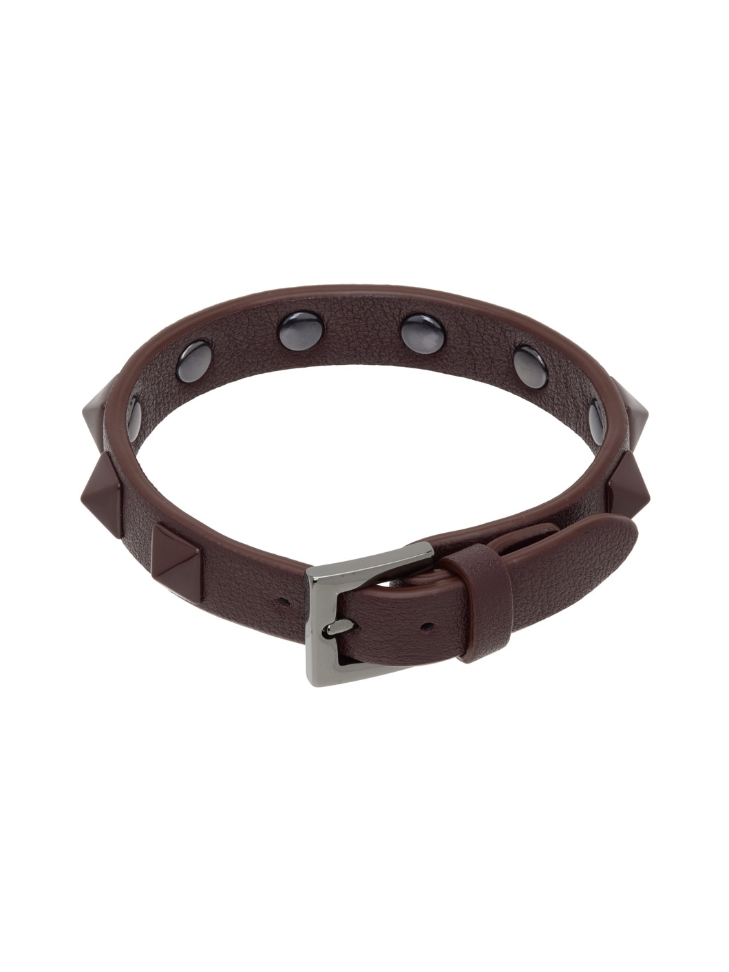 Burgundy Rockstud Leather Bracelet - 2