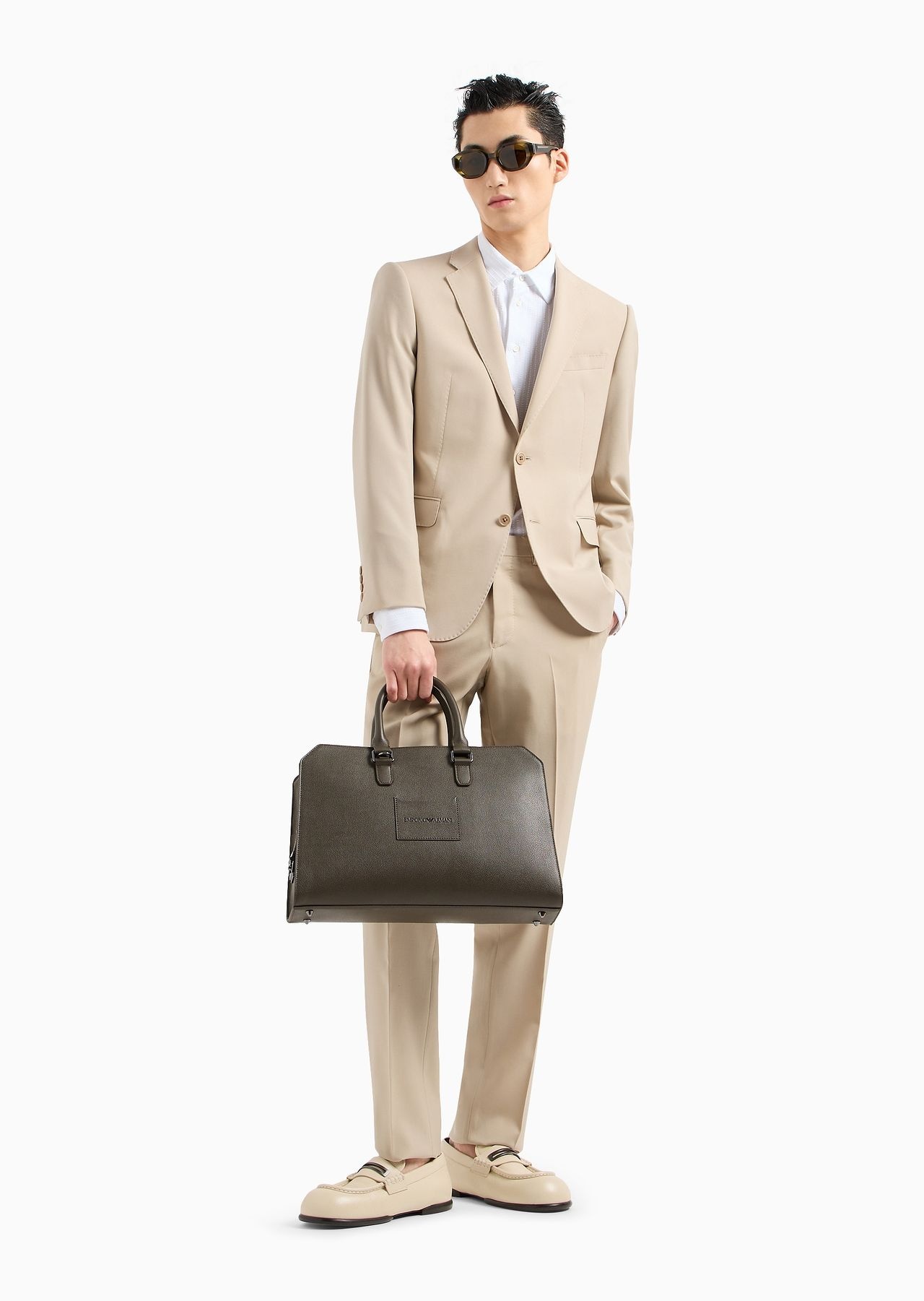 Slim-fit single-breasted jacket in natural, tropical, stretchy, light wool - 4