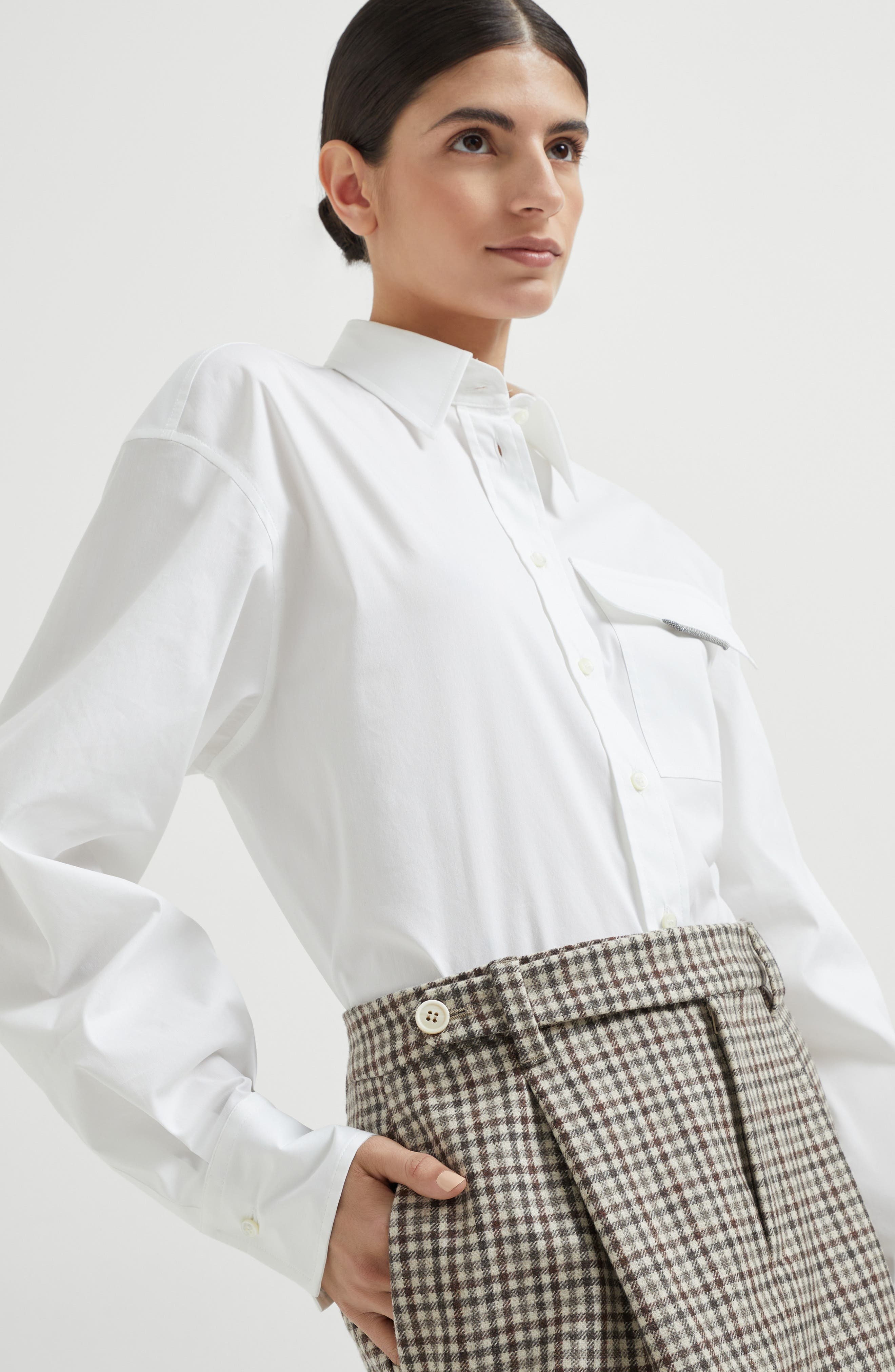 Brunello Cucinelli Checked flannel mini skirt in Brown at Nordstrom - 4