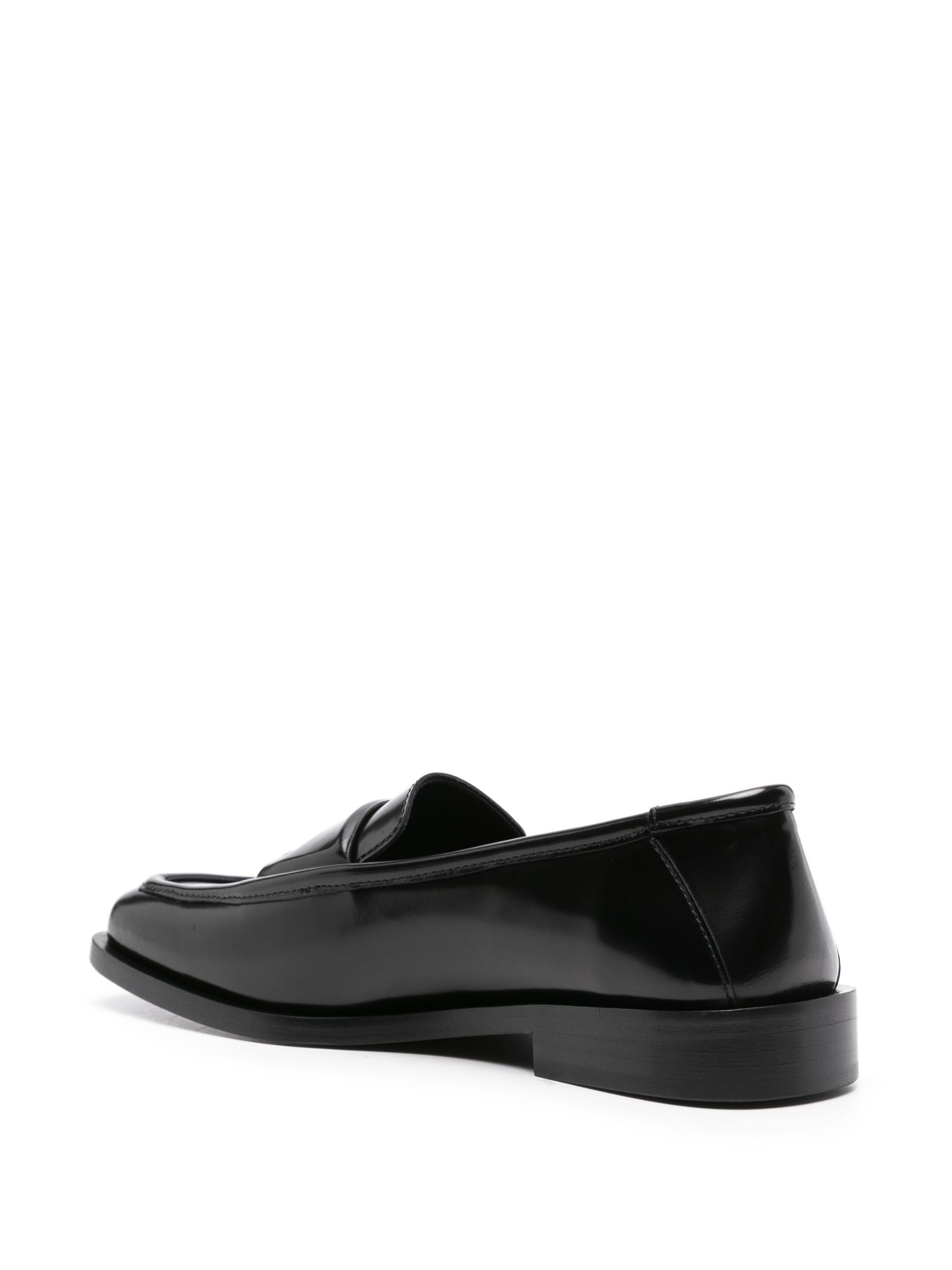 Black High-Shine Leather Loafers - 3