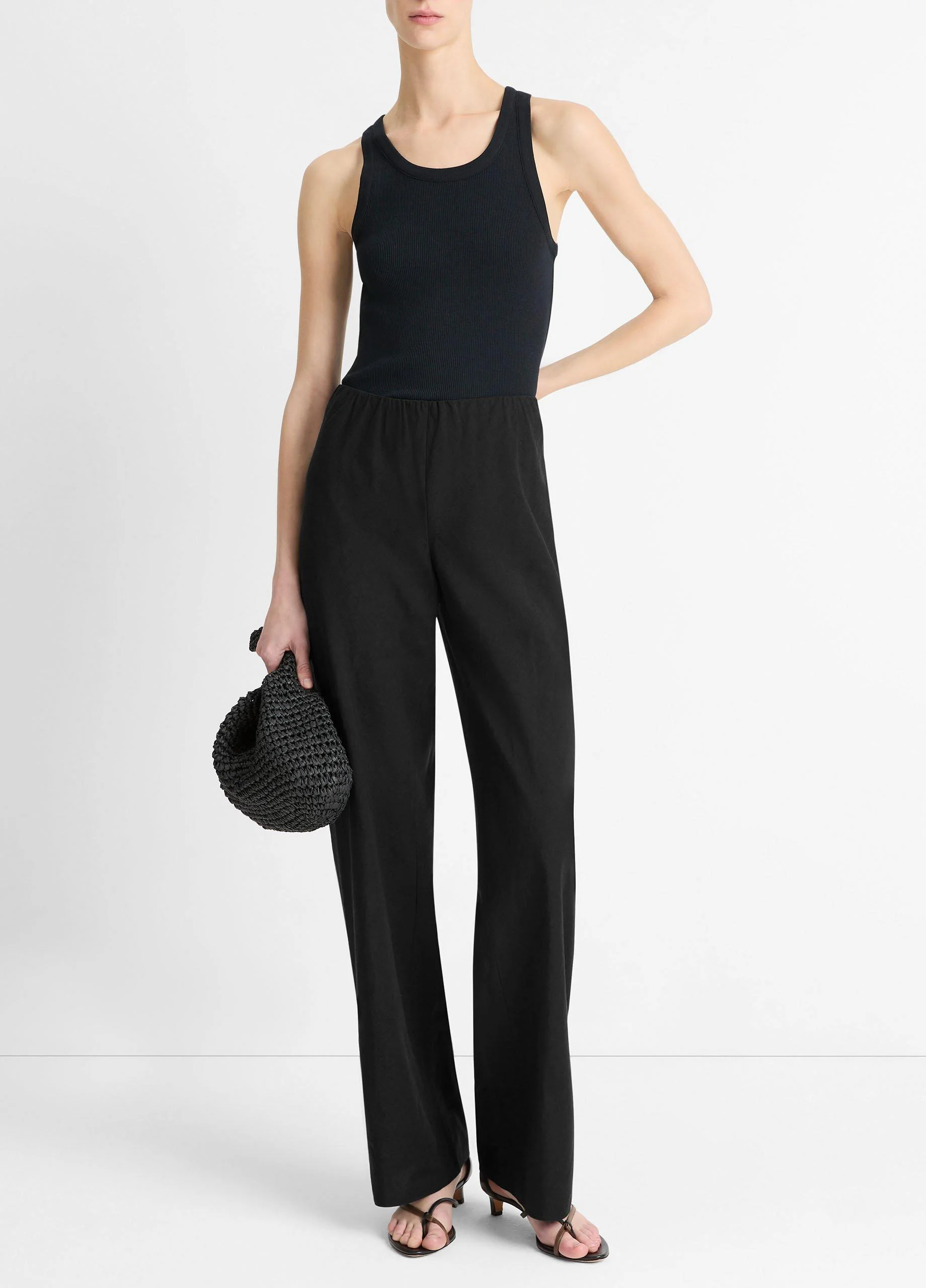 Colette High-Rise Cotton & Linen-Blend Bias Pant - 1