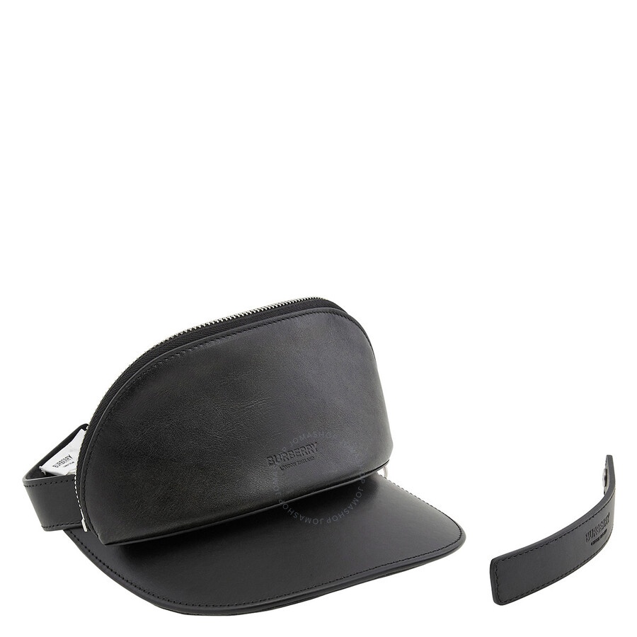 Burberry Black Leather Zip-Pocket Visor - 5