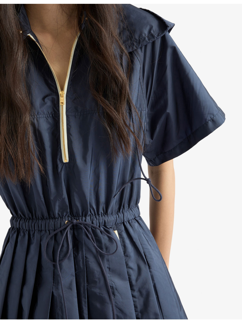 Re Nylon Drawstring-Waist Woven Midi Dress - 4