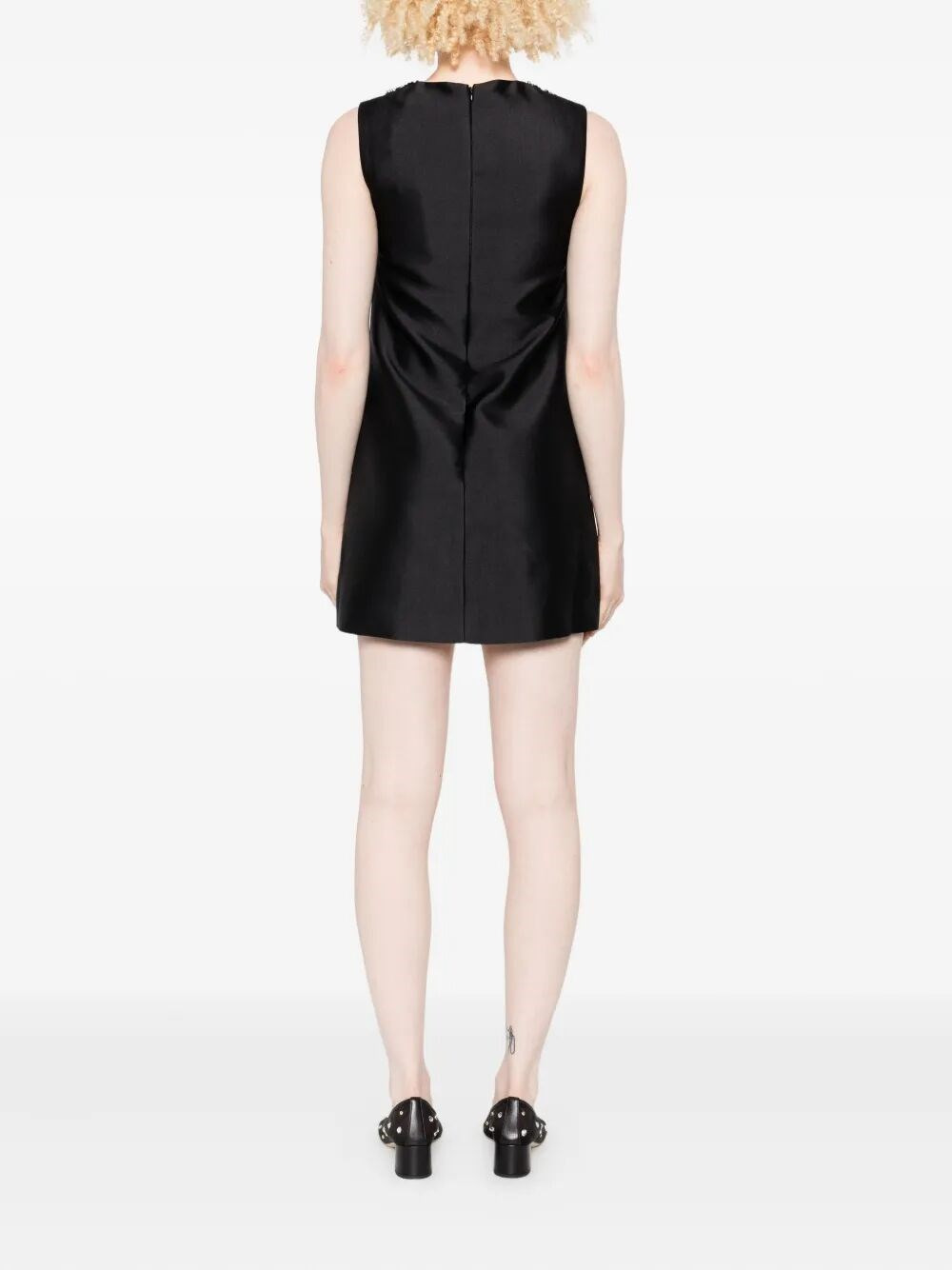 Taffeta Embellished Trim Mini Dress - 4