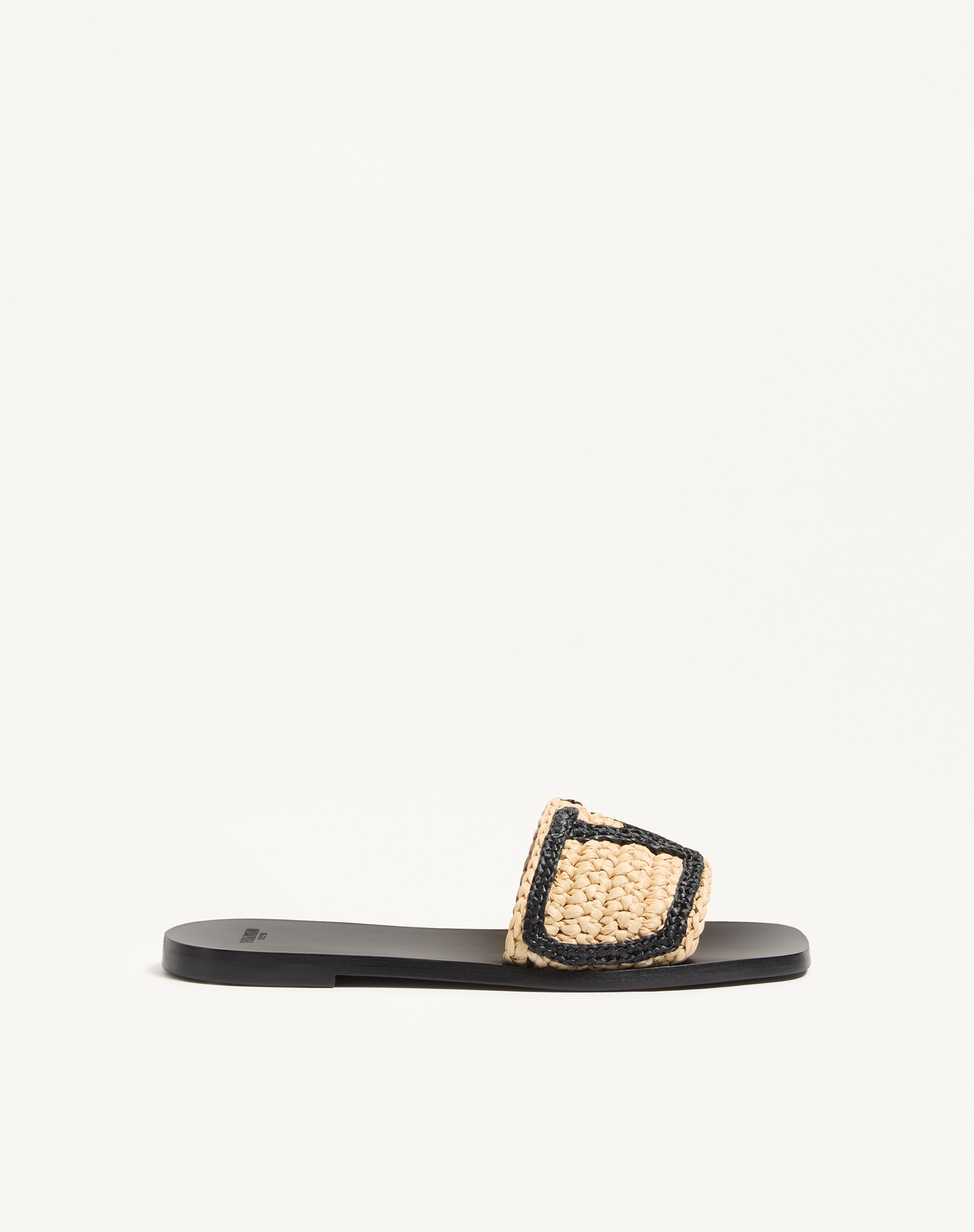 VIVA SUPERSTAR SLIDE SANDAL IN RAFFIA WITH CROCHET EMBROIDERY - 1