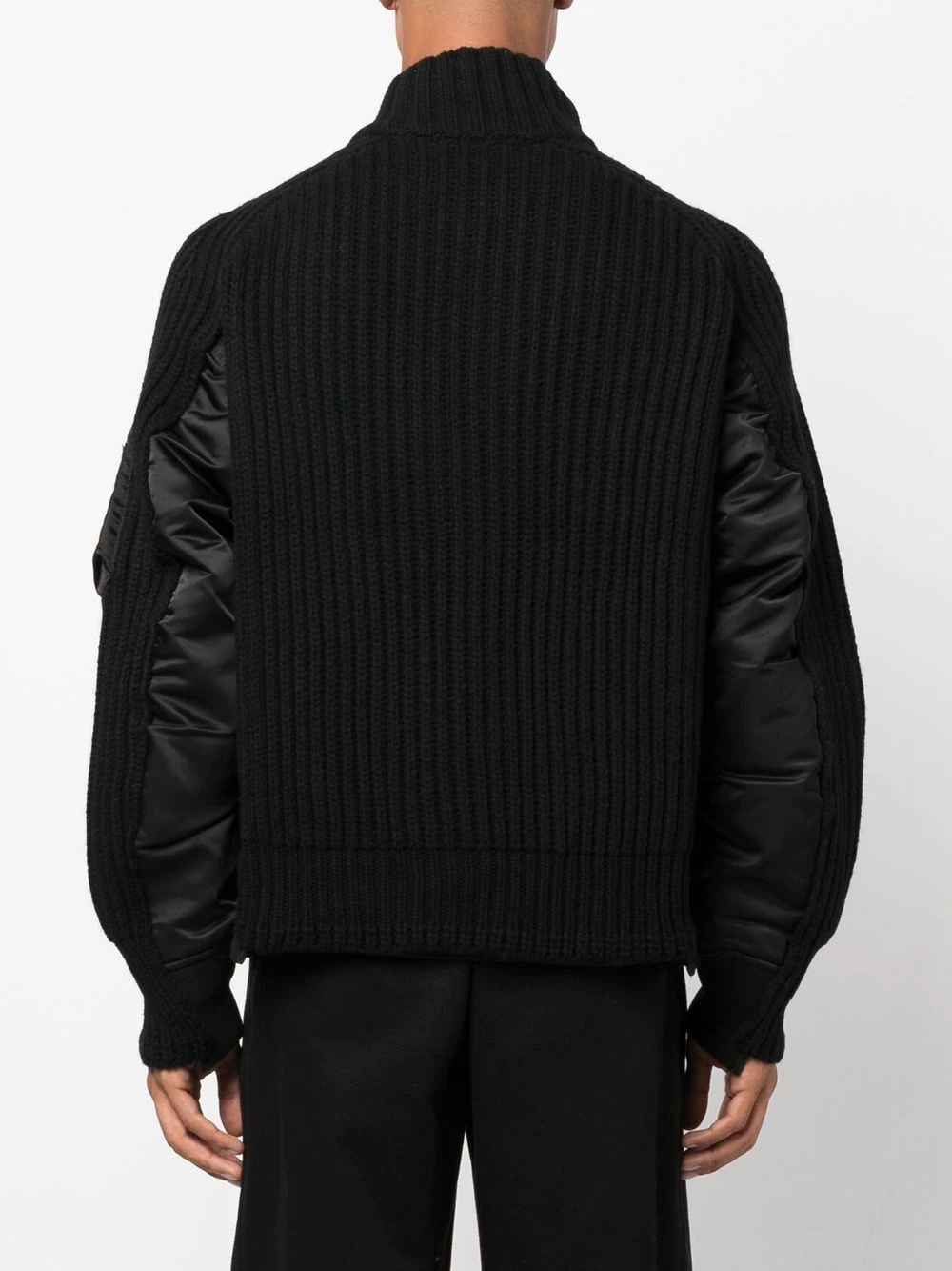 knit-panel layered bomber jacket - 4