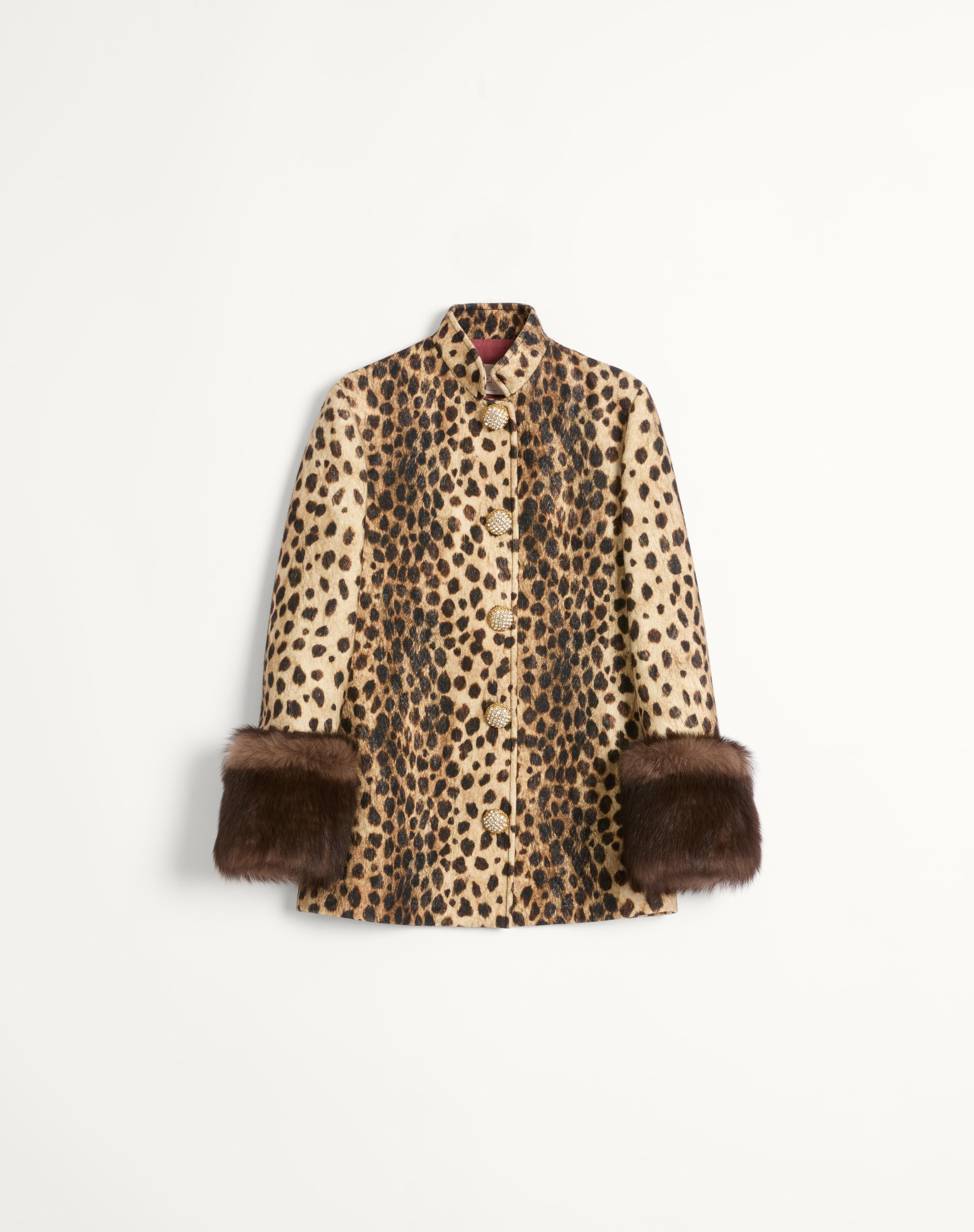 JAGUAR SPOTS PRINTED WOOL CLOTH CABAN - 1