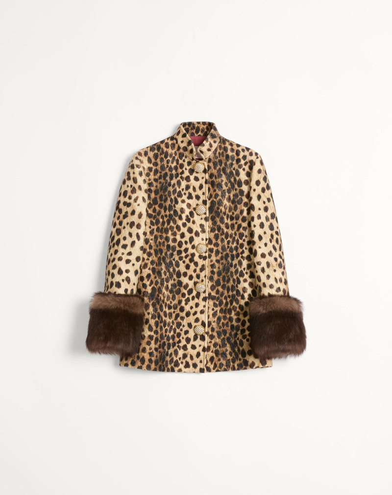 JAGUAR SPOTS PRINTED WOOL CLOTH CABAN 1
