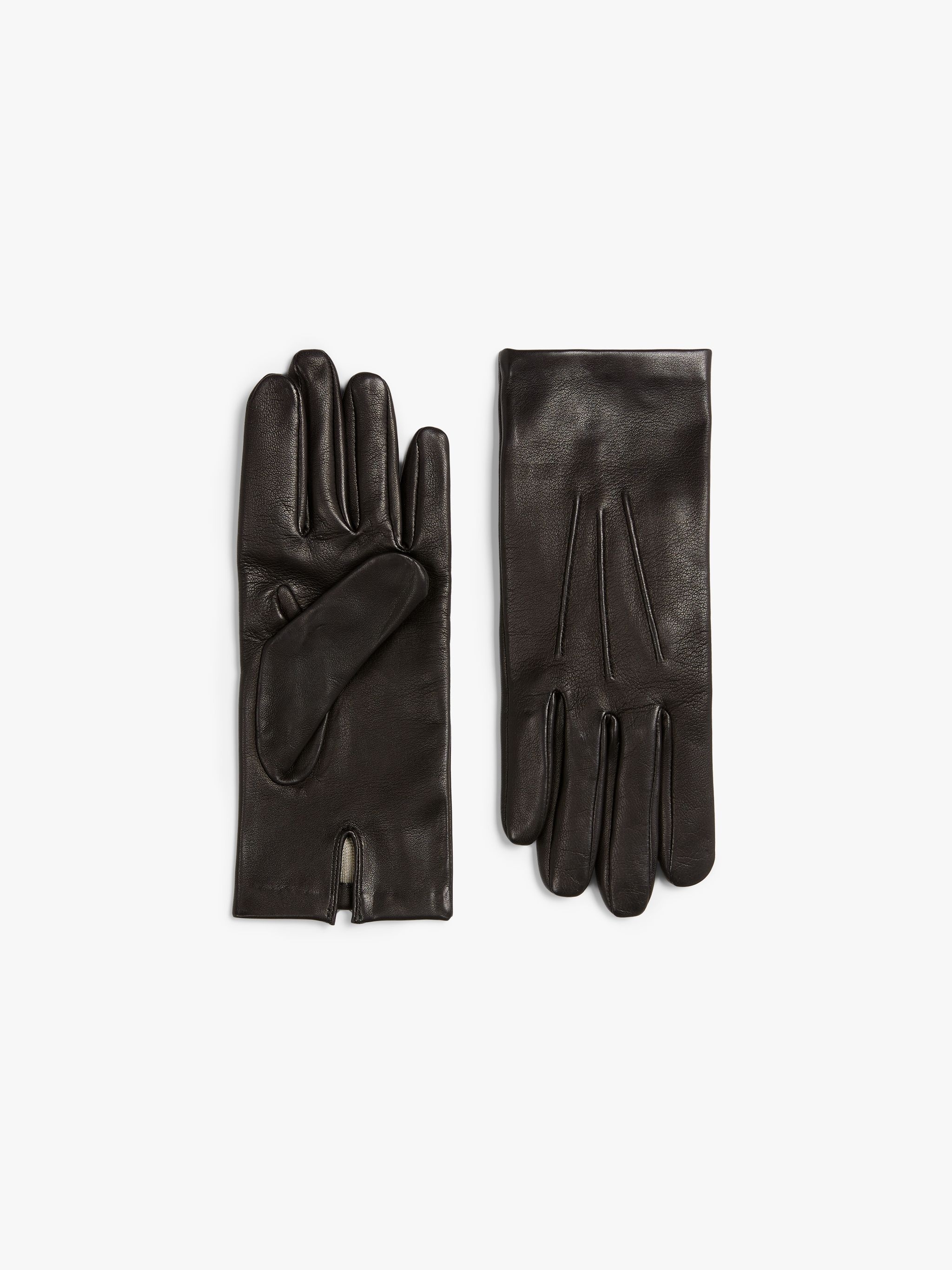 BLACK HAIRSHEEP LEATHER SILK LINED GLOVES - 1