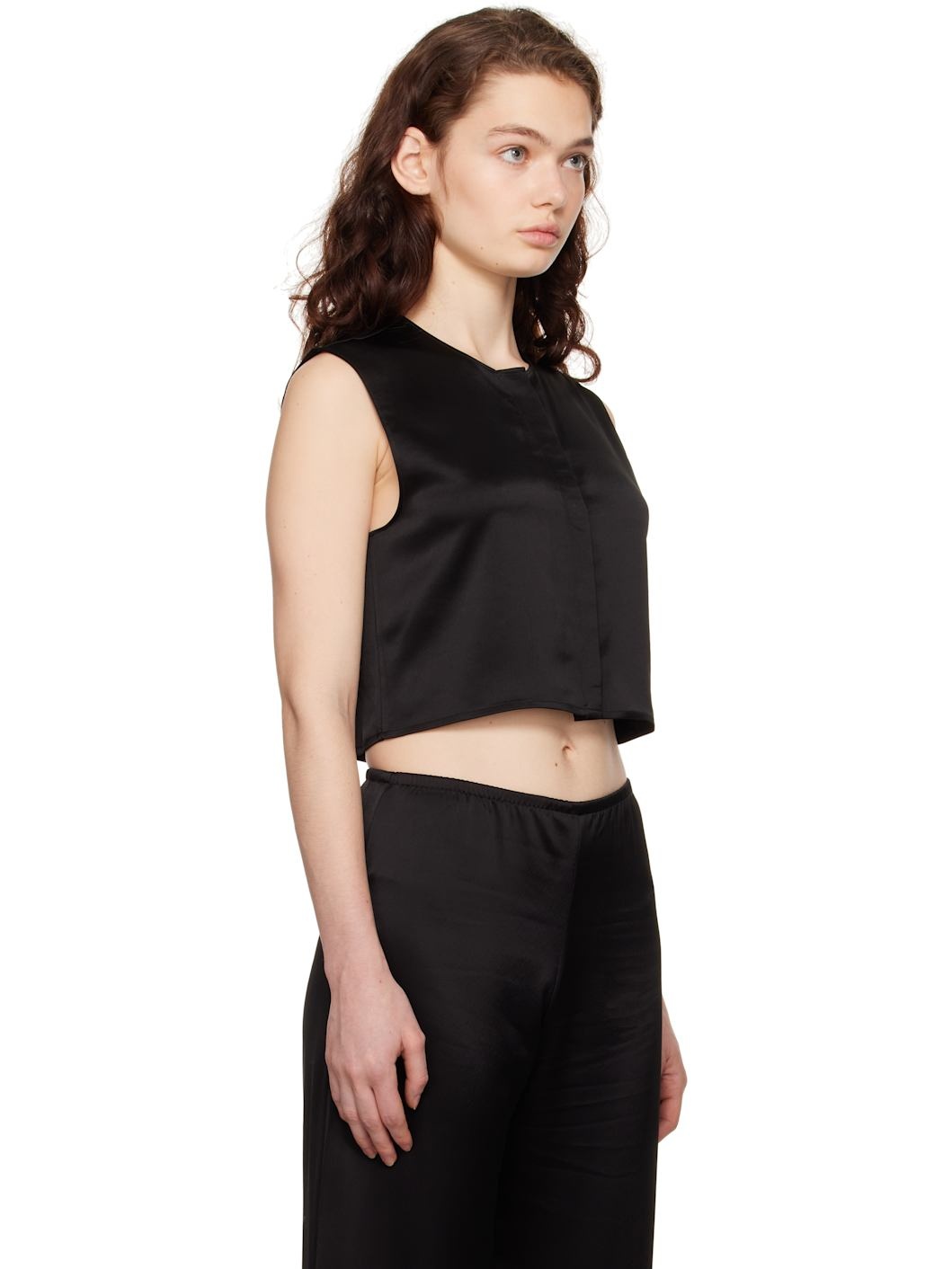 Black Barb Crewneck Vest - 2