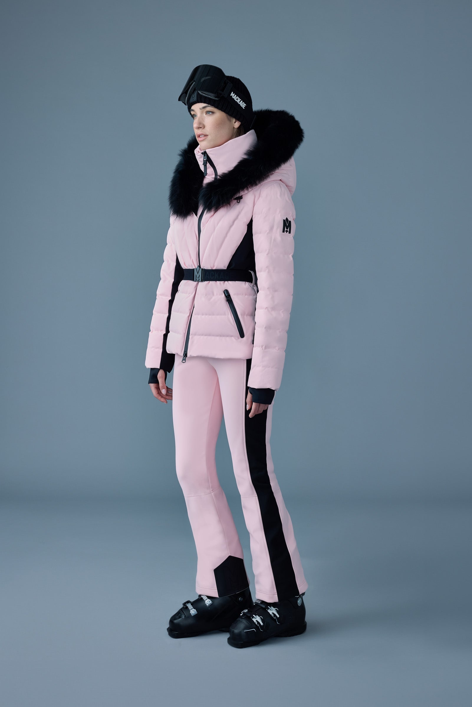 ELITA Down ski jacket with removable blue fox fur trim - 3