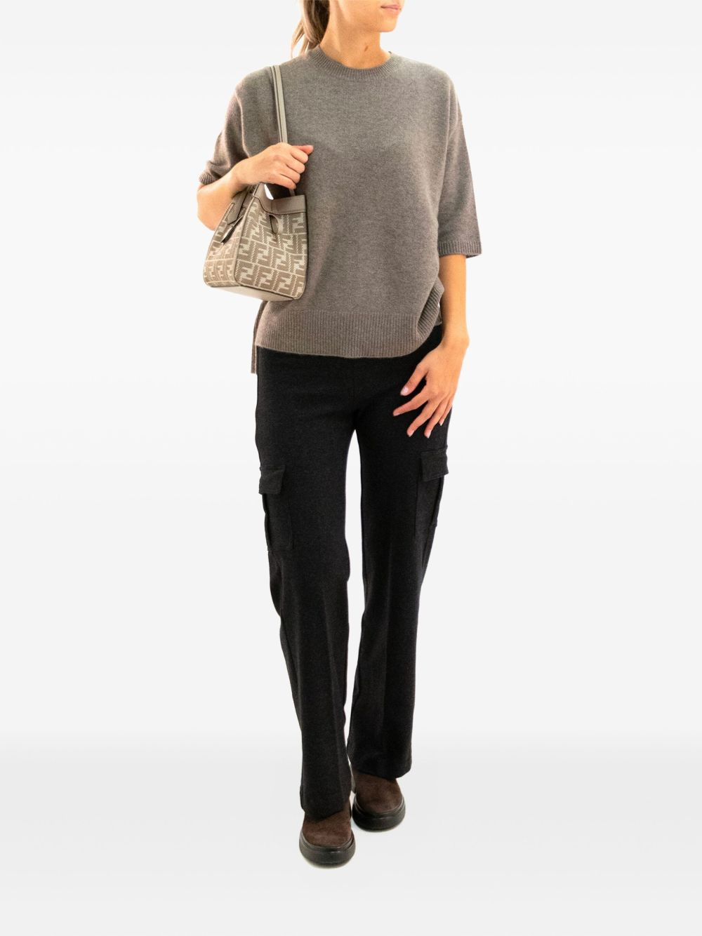short-sleeve side-slit sweater - 2