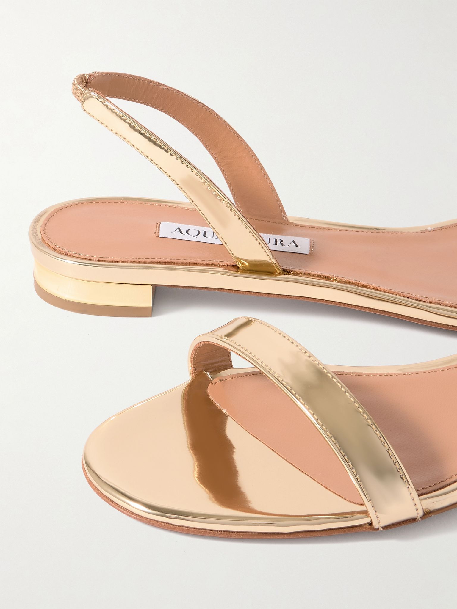 So Nude mirrored-leather slingback sandals Gold - 4