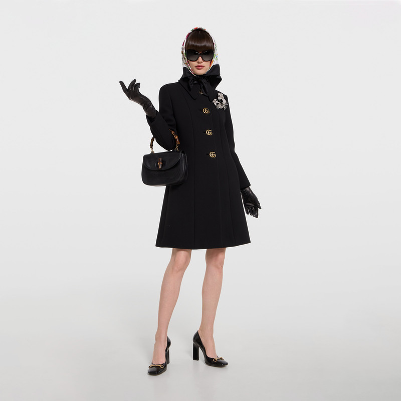 GUCCI Wool natté coat with Double G button outlook