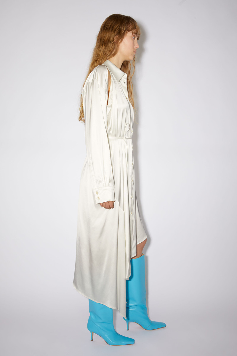 Satin shirt dress - White 4