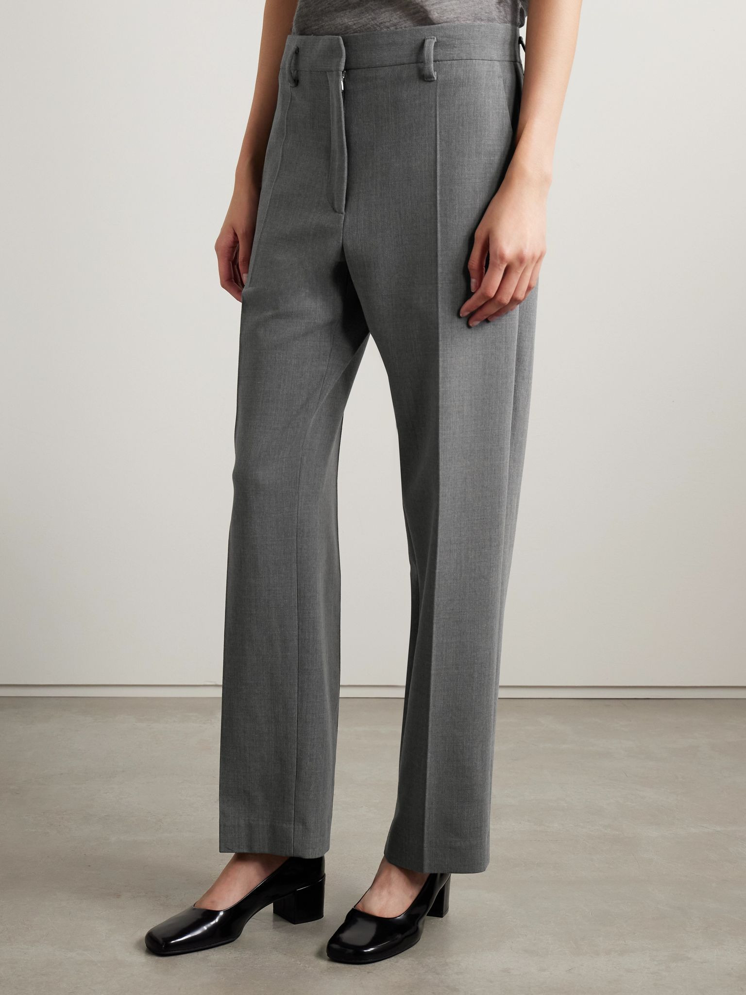 Relian cropped wool-blend straight-leg pants Gray - 3