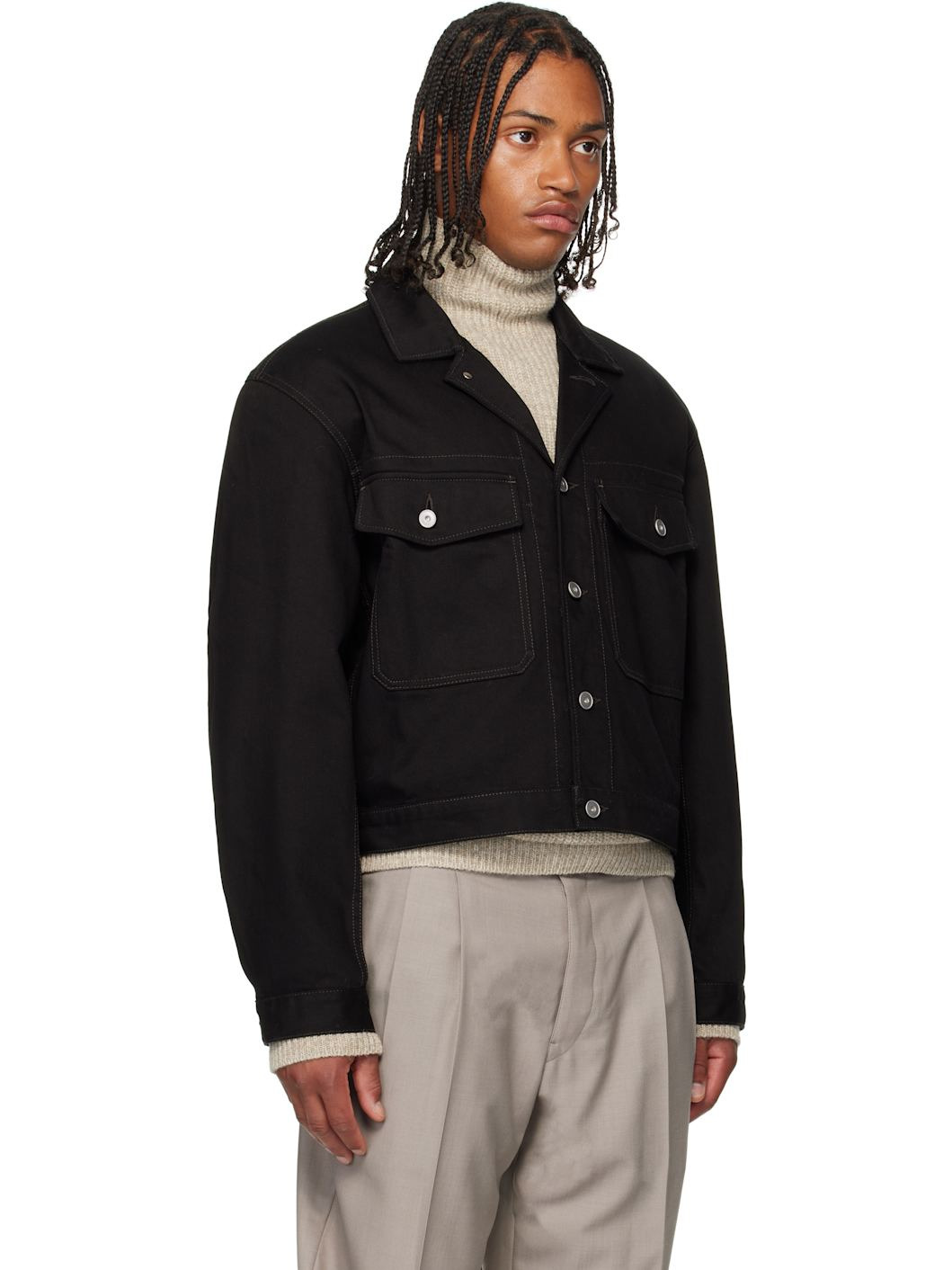 Black Denim Trucker Jacket - 2